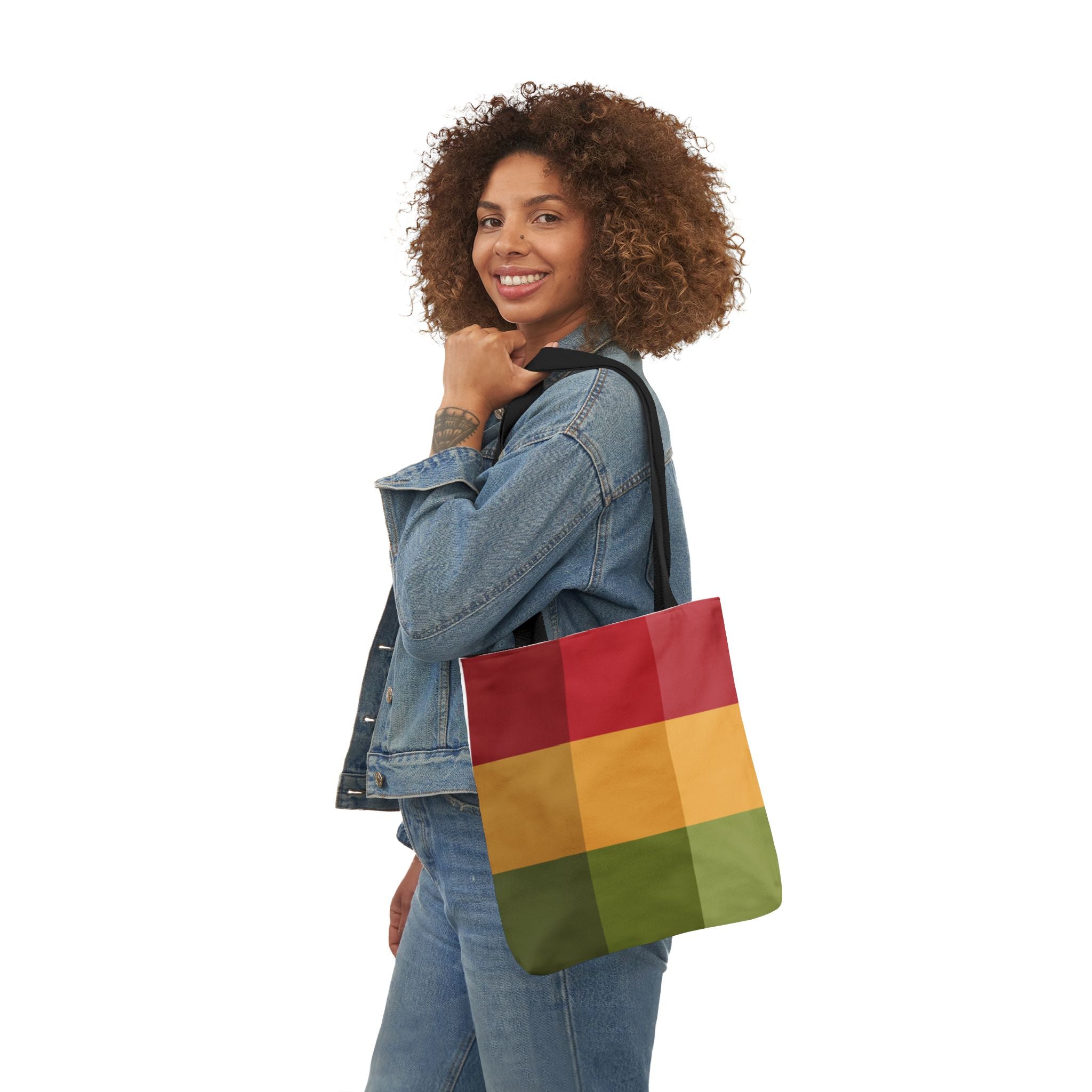 Colorful Geometric Square Pattern Tote Bag