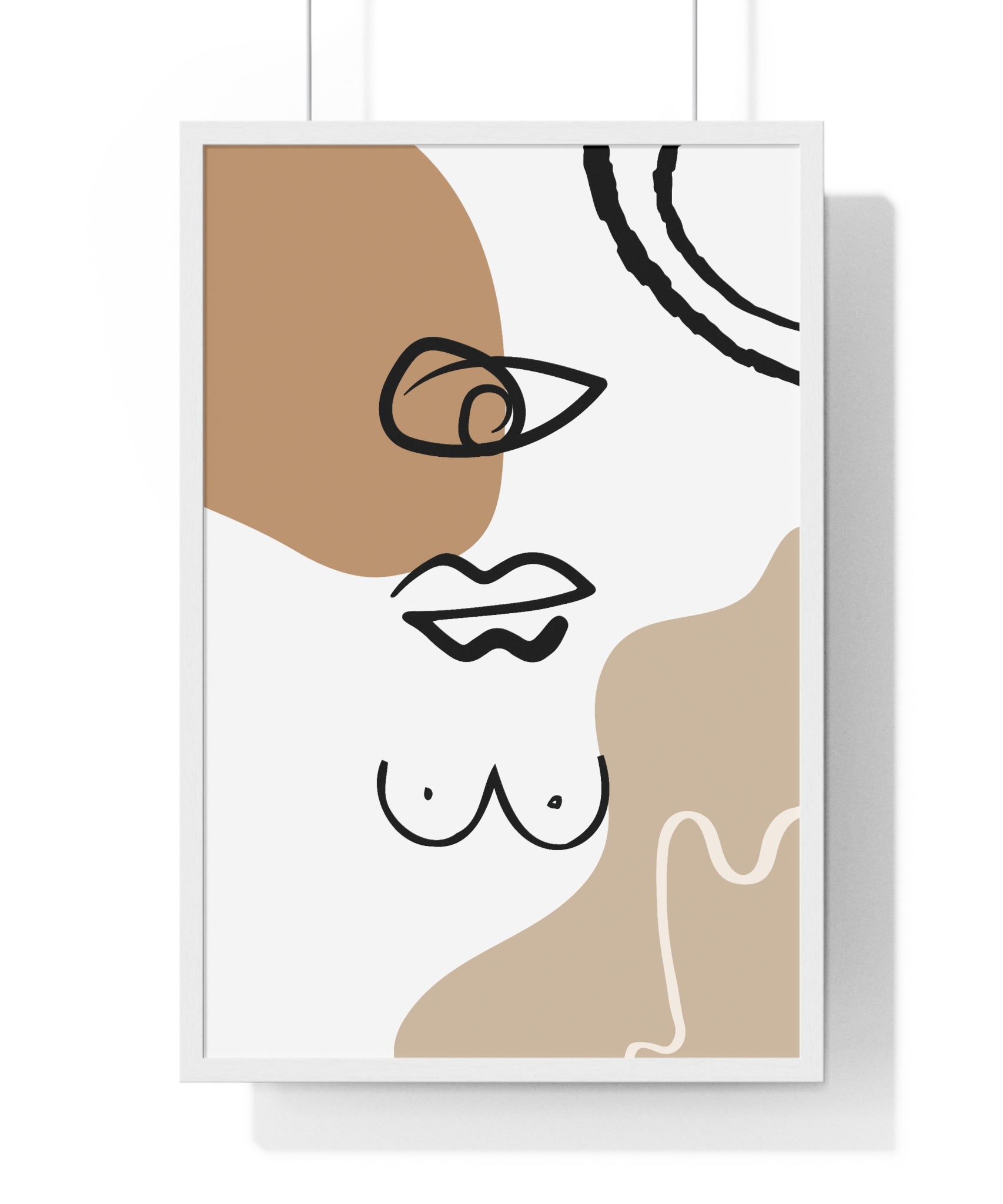 Abstract Human Form Art – Framed Line Drawing