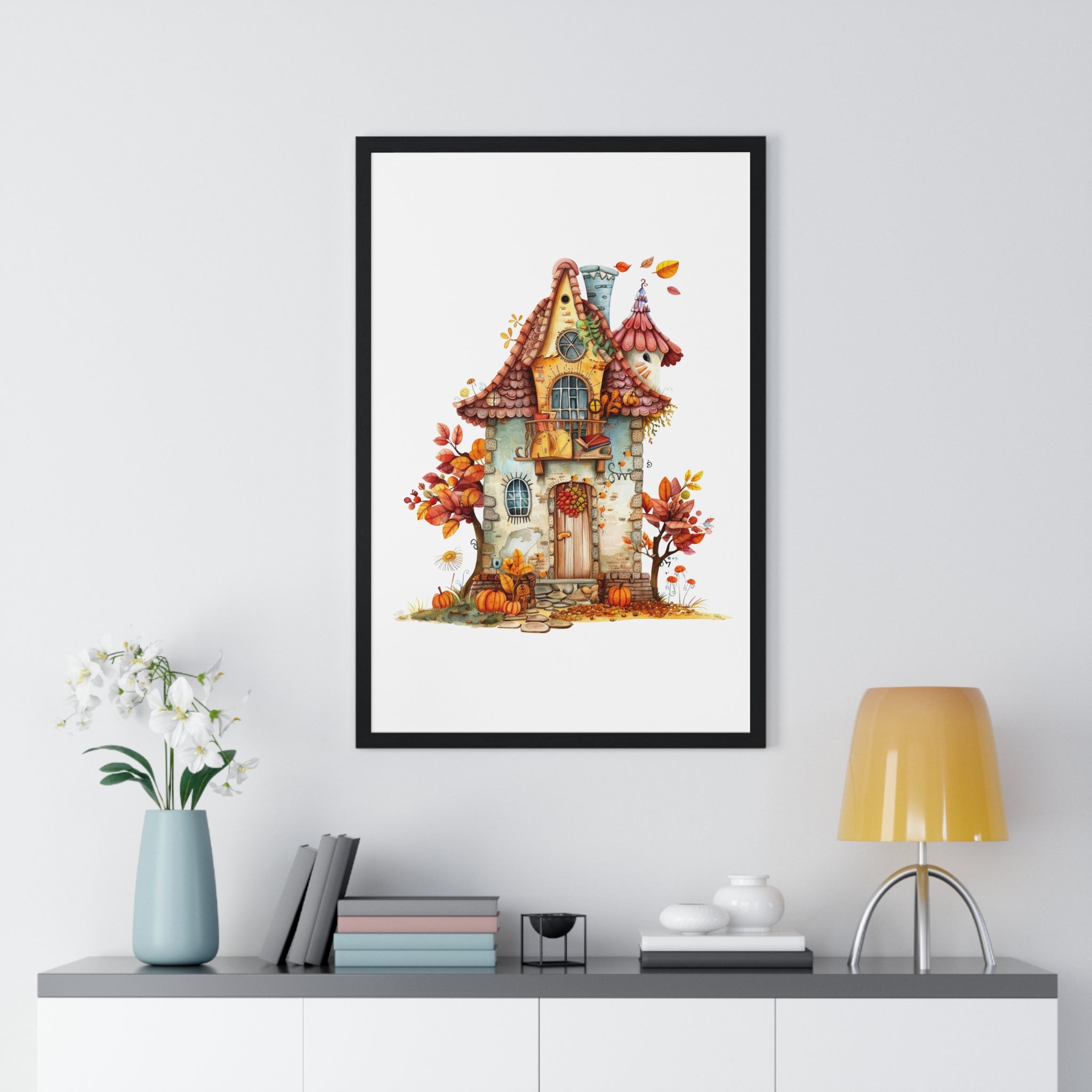 Enchanted Harvest House – Framed Wooden Wall Art