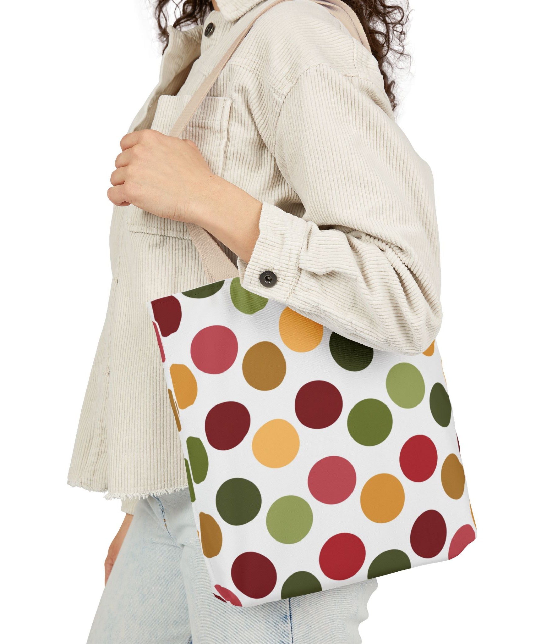 Colorful Polka Dot Canvas Tote Bag