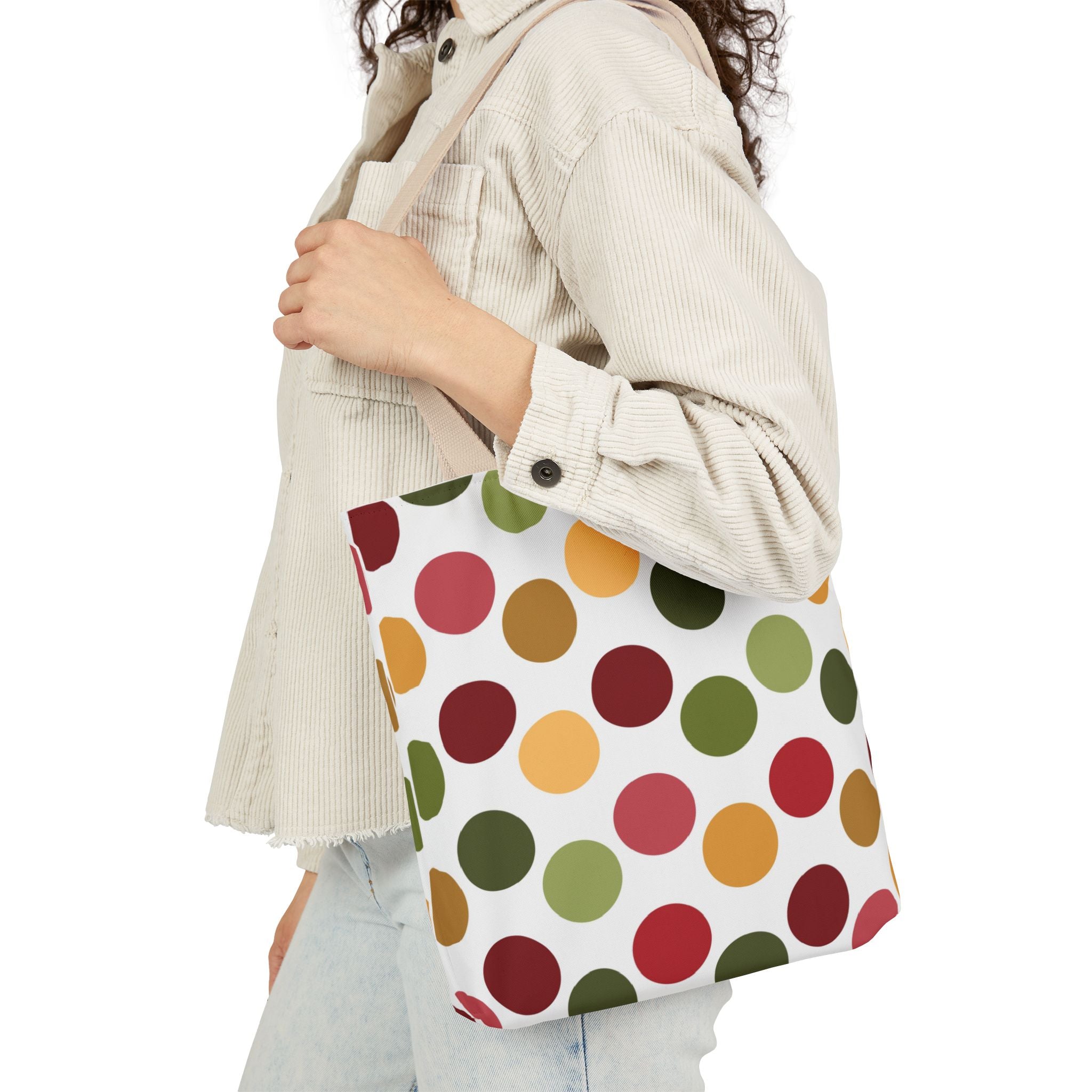 Colorful Polka Dot Canvas Tote Bag
