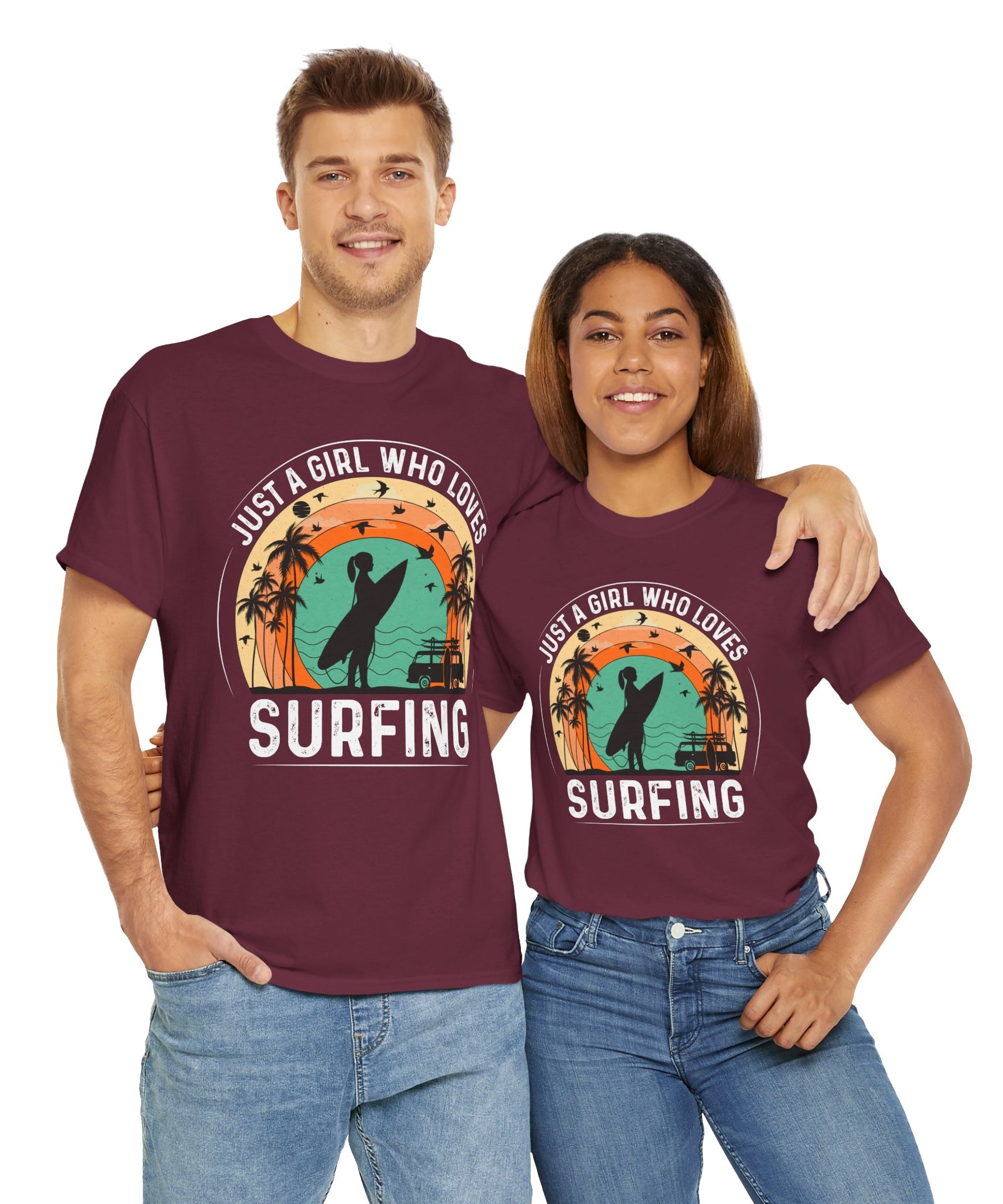 Beach Girl Surfing Retro Tee
