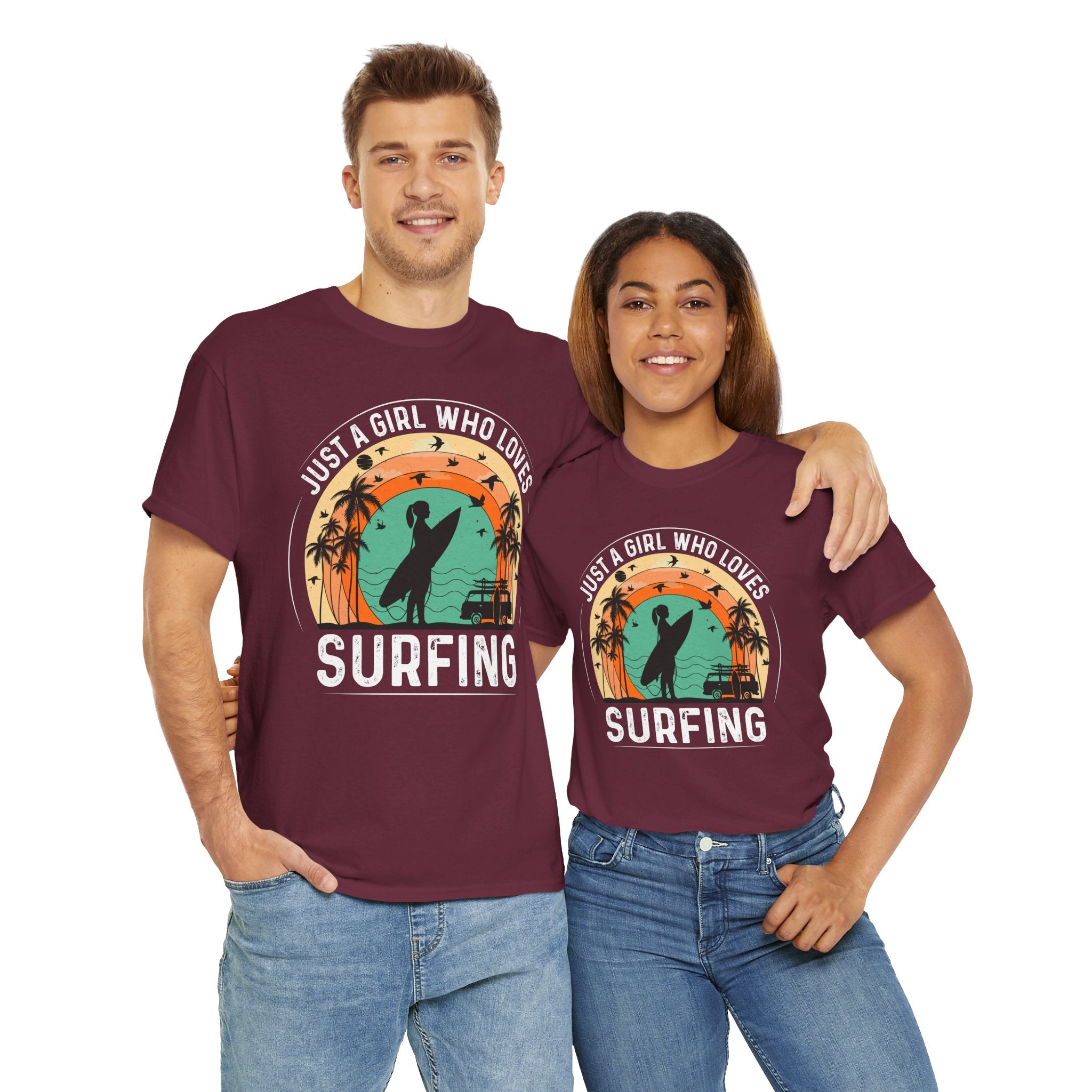 Beach Girl Surfing Retro Tee