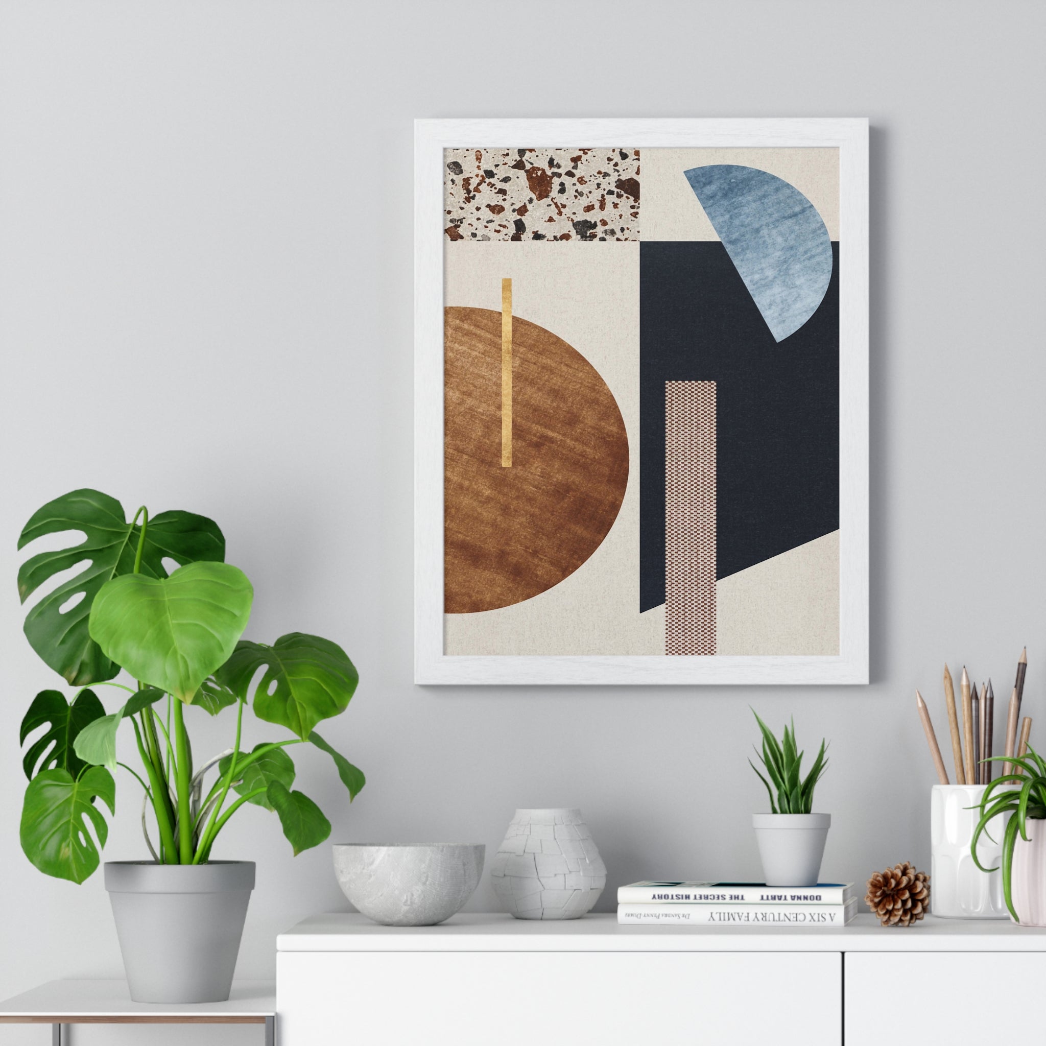 Framed Poster - Geometric Leaf Abstract Design