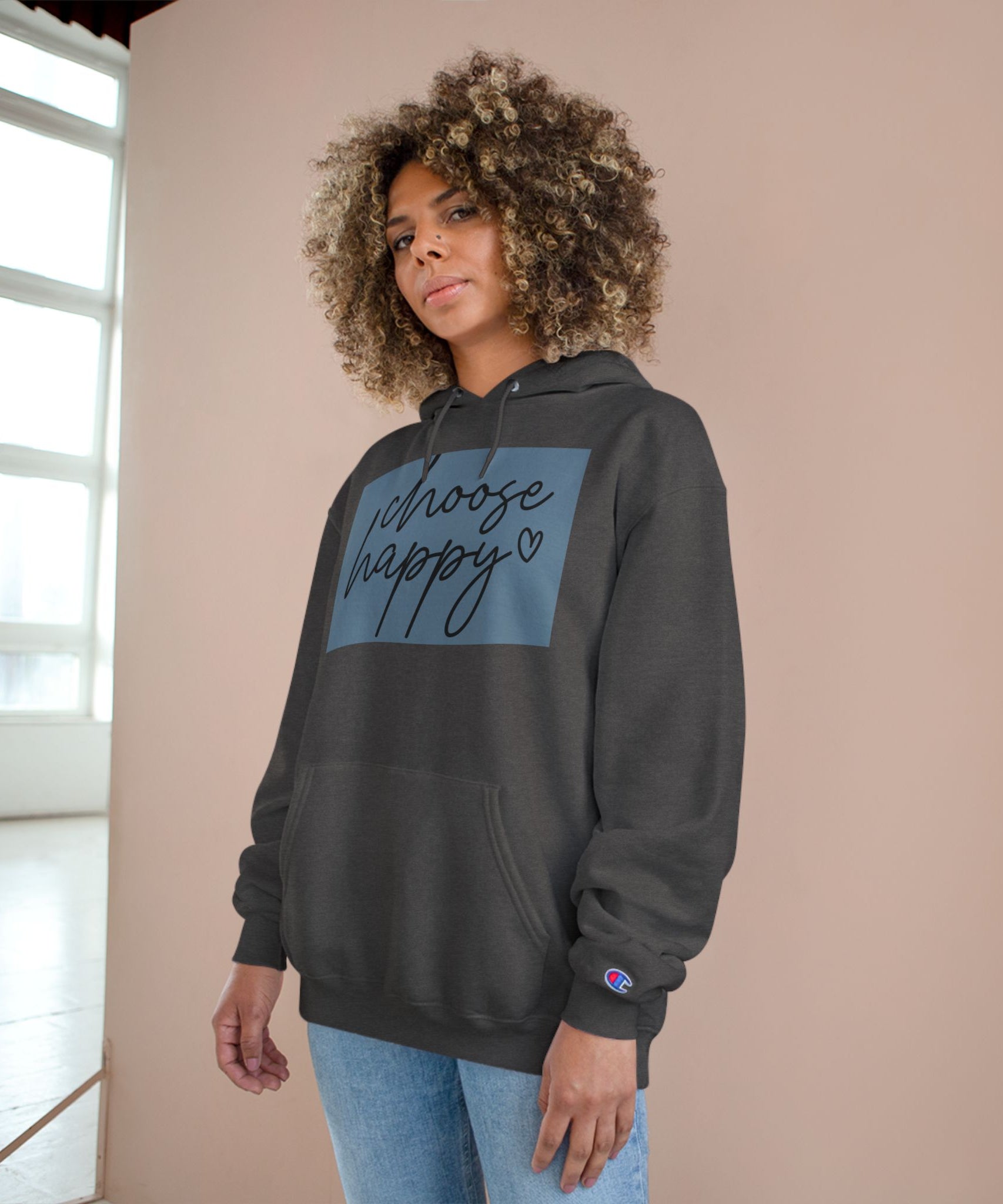 Unisex Hoodie – Choose Happy Minimalist Print