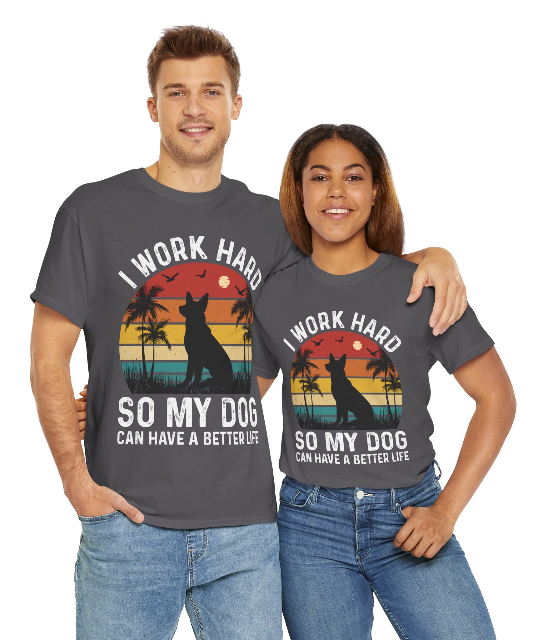 Retro Dog Lover Tee - Work Hard for My Pet
