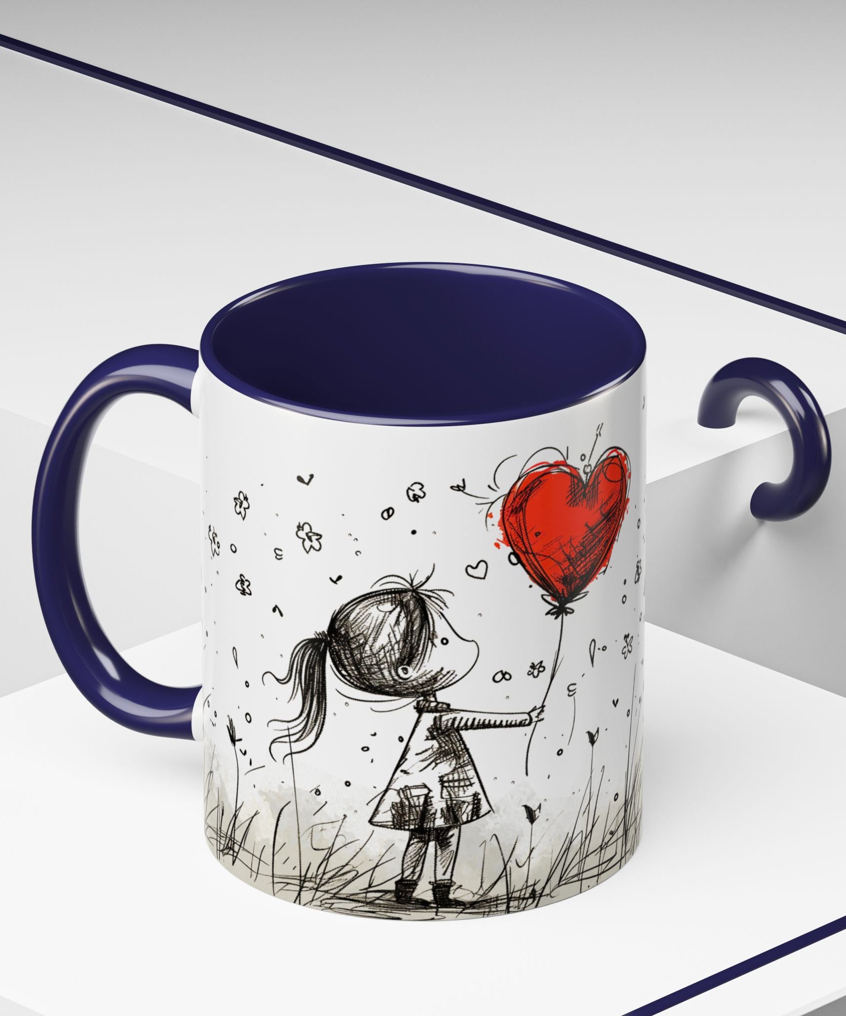 Love Heart Sketch Ceramic Coffee Mug | Gallory Hive