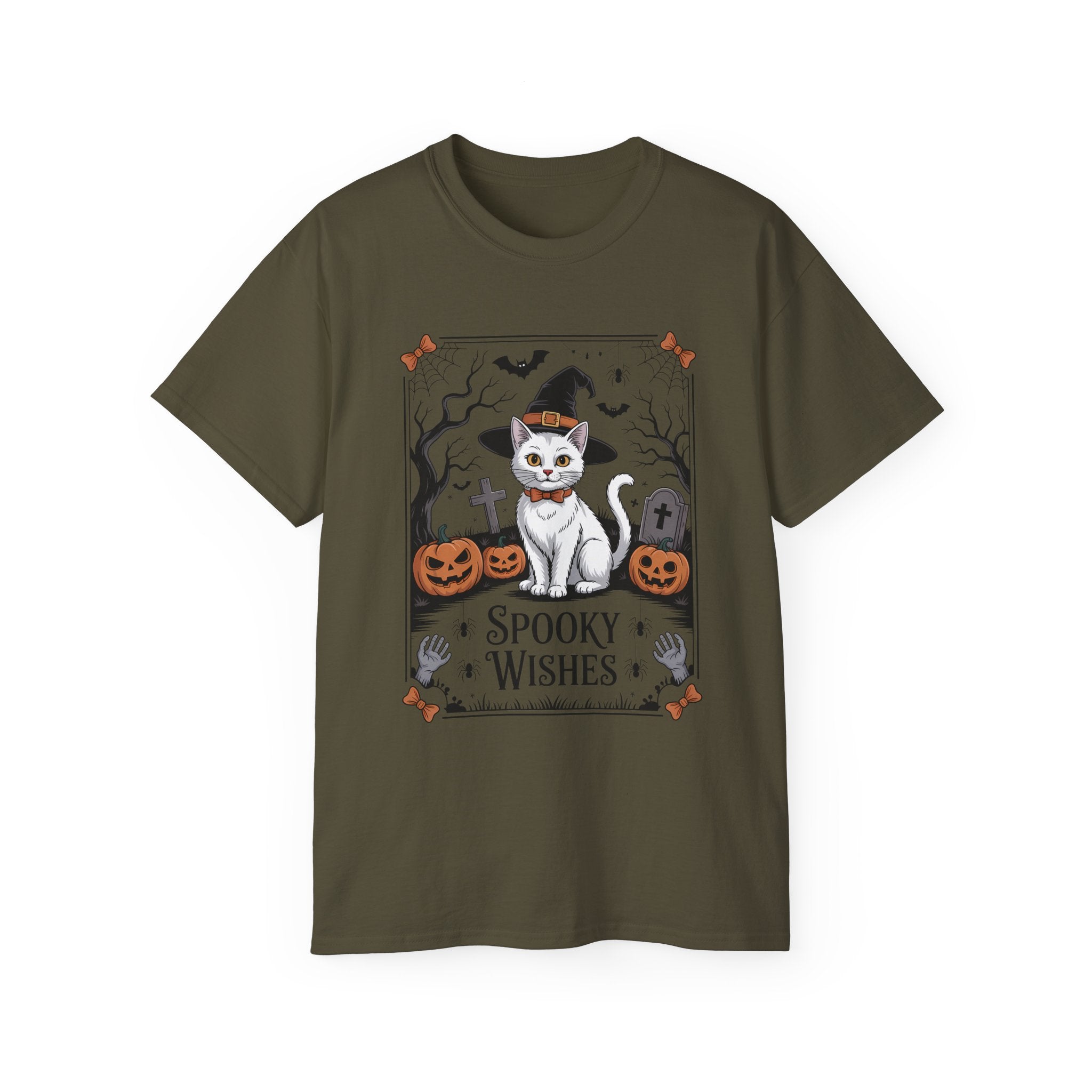 Spooky Wishes Witch Cat Halloween T-Shirt | Gallory Hive