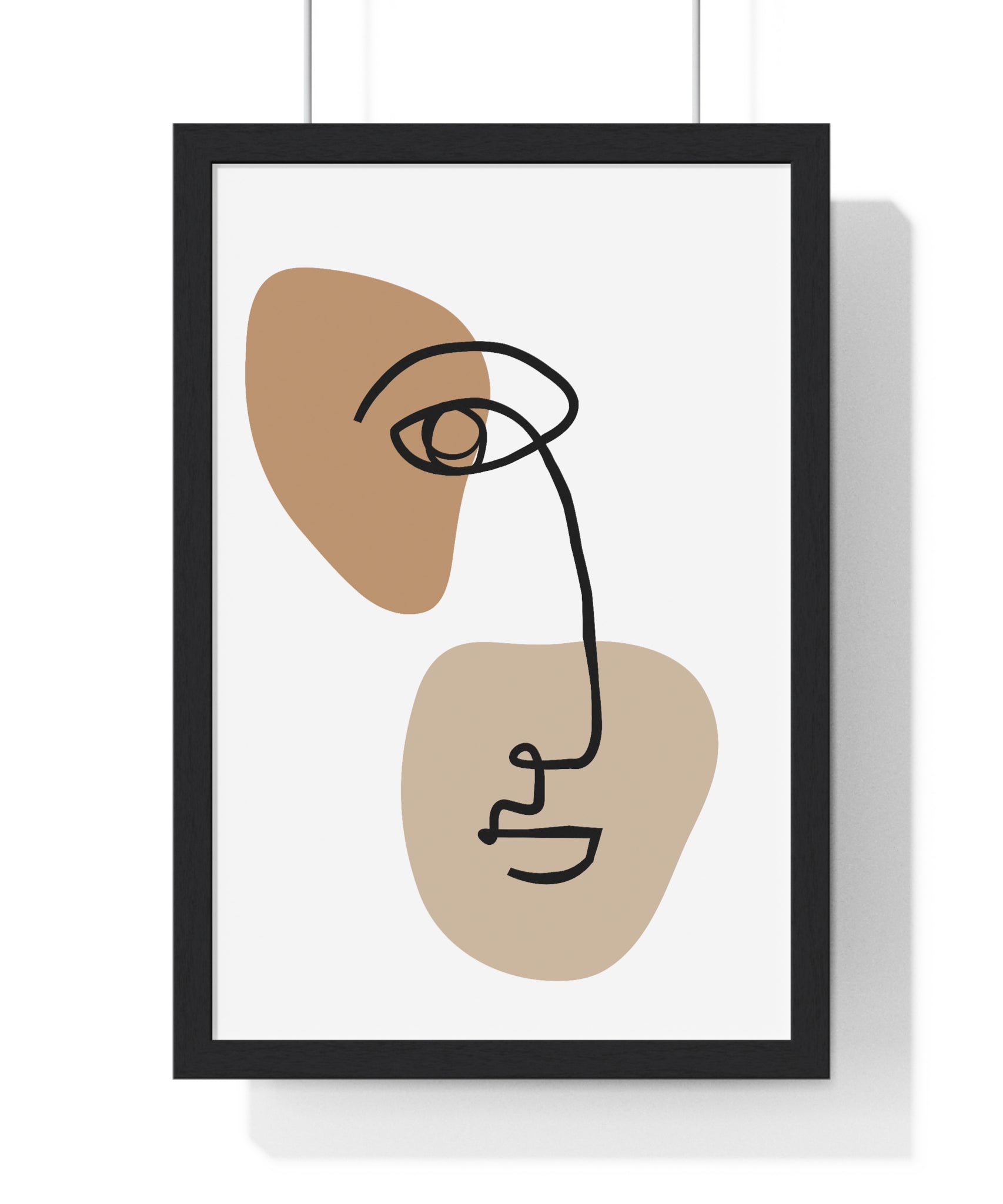Abstract Face Line Drawing – Wood Frame Poster | Gallory Hive
