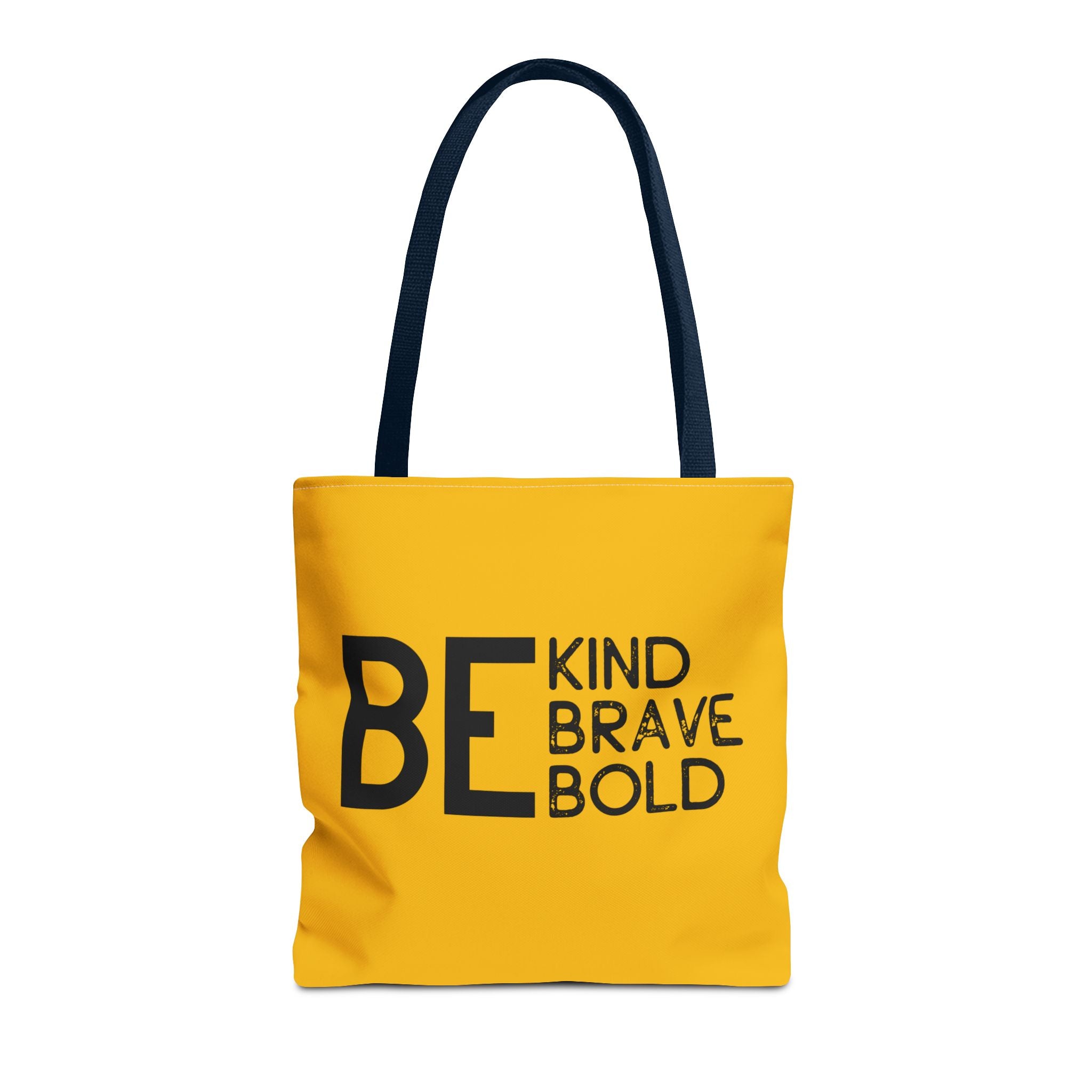 Inspirational Tote Bag - Be Kind Brave Bold - Eco-Friendly Carryall - Yellow