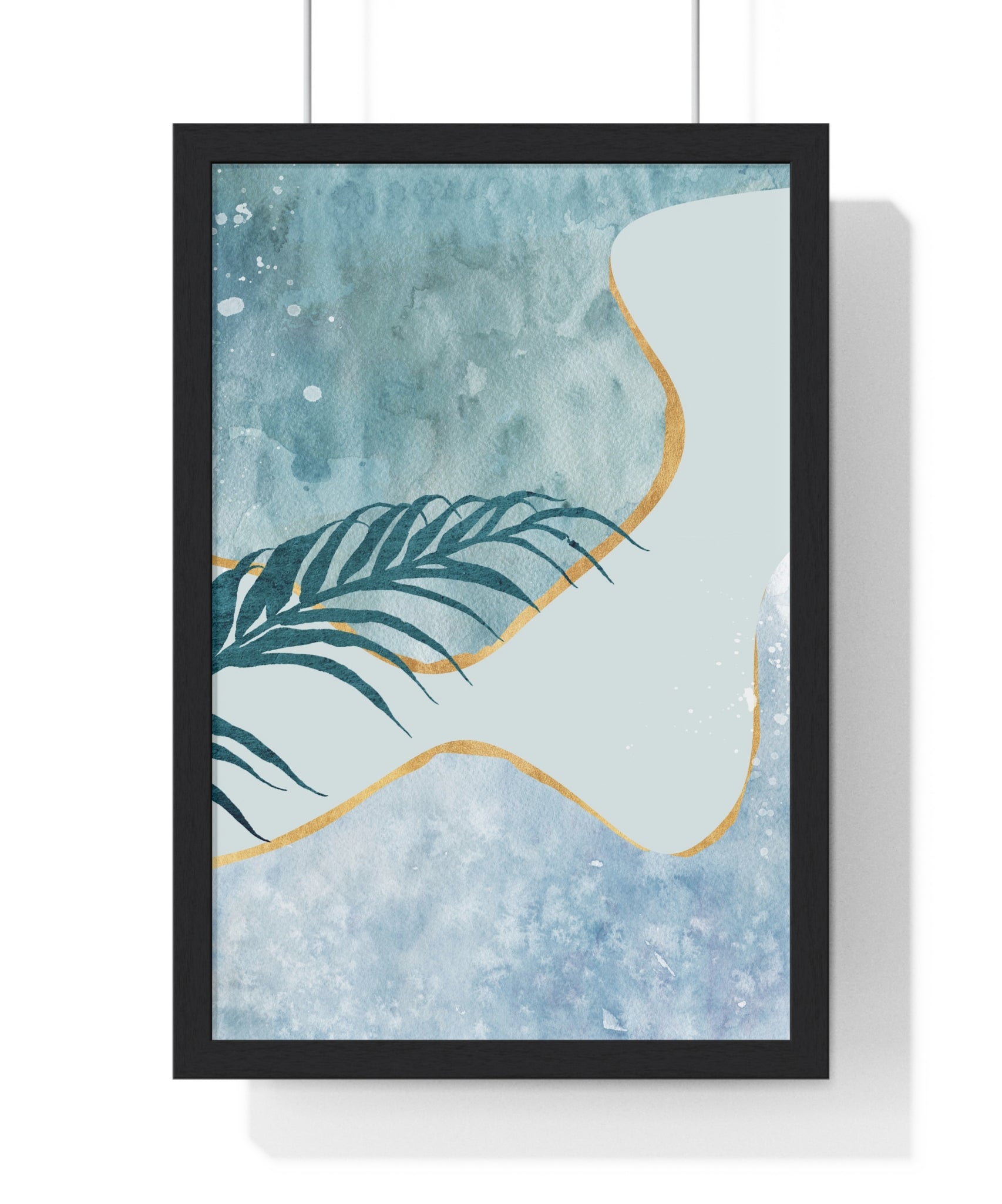 Abstract Leaf Prints on Wooden Frame – Modern Wall Art | Gallory Hive