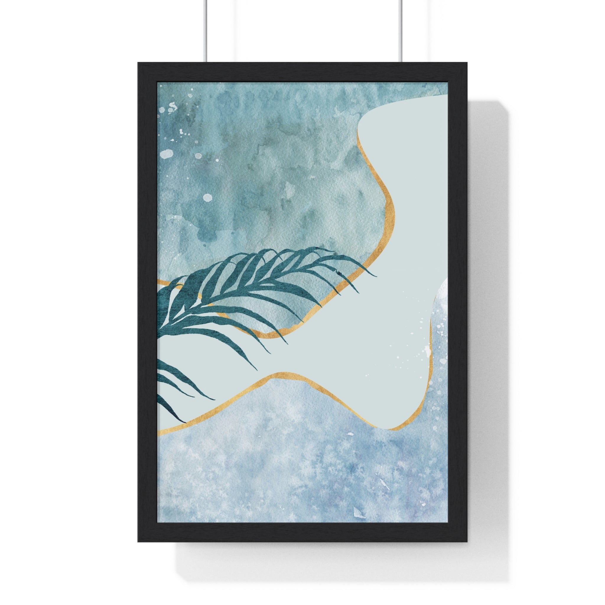 Abstract Leaf Prints on Wooden Frame – Modern Wall Art | Gallory Hive