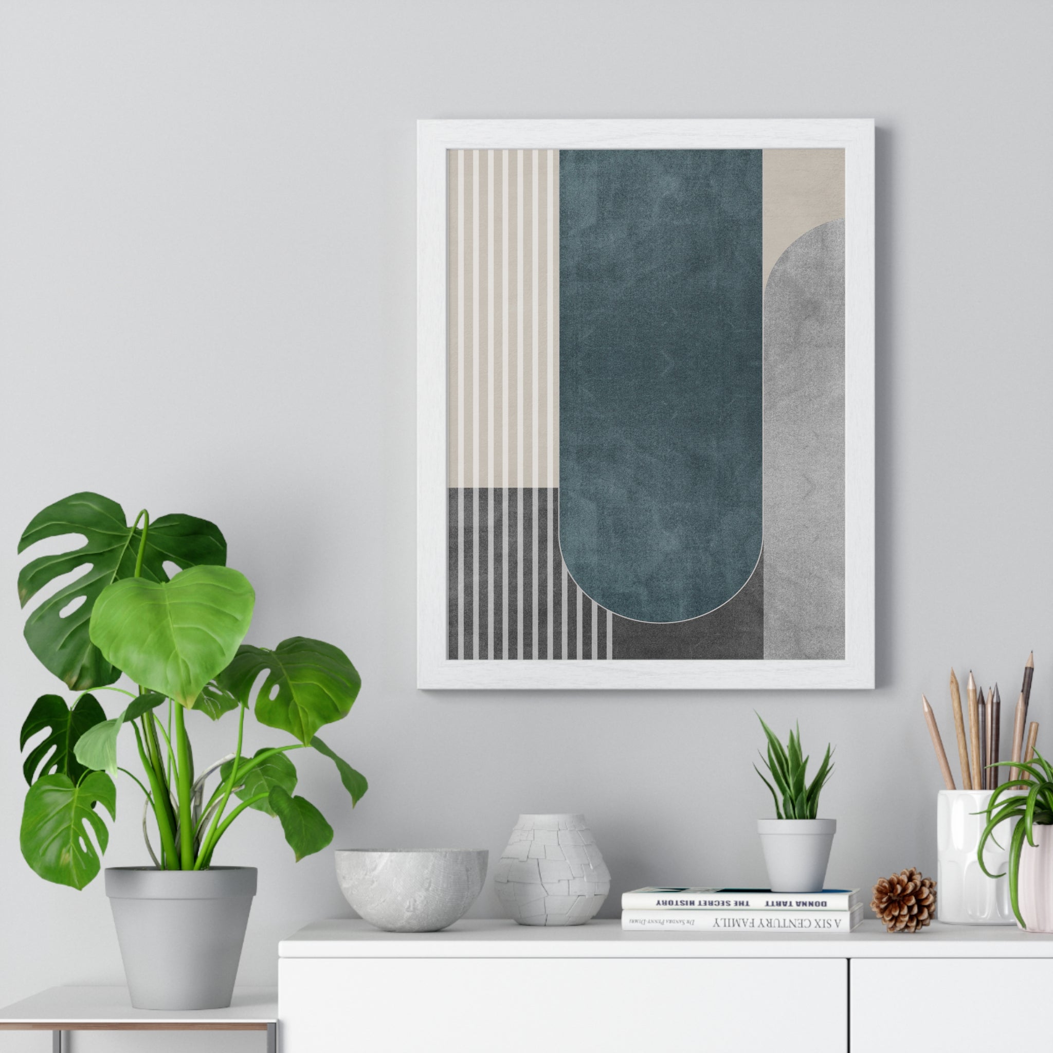 Modern Abstract Art Wooden Frame Poster - Colorful Wall Decor for Living Room & Bedroom