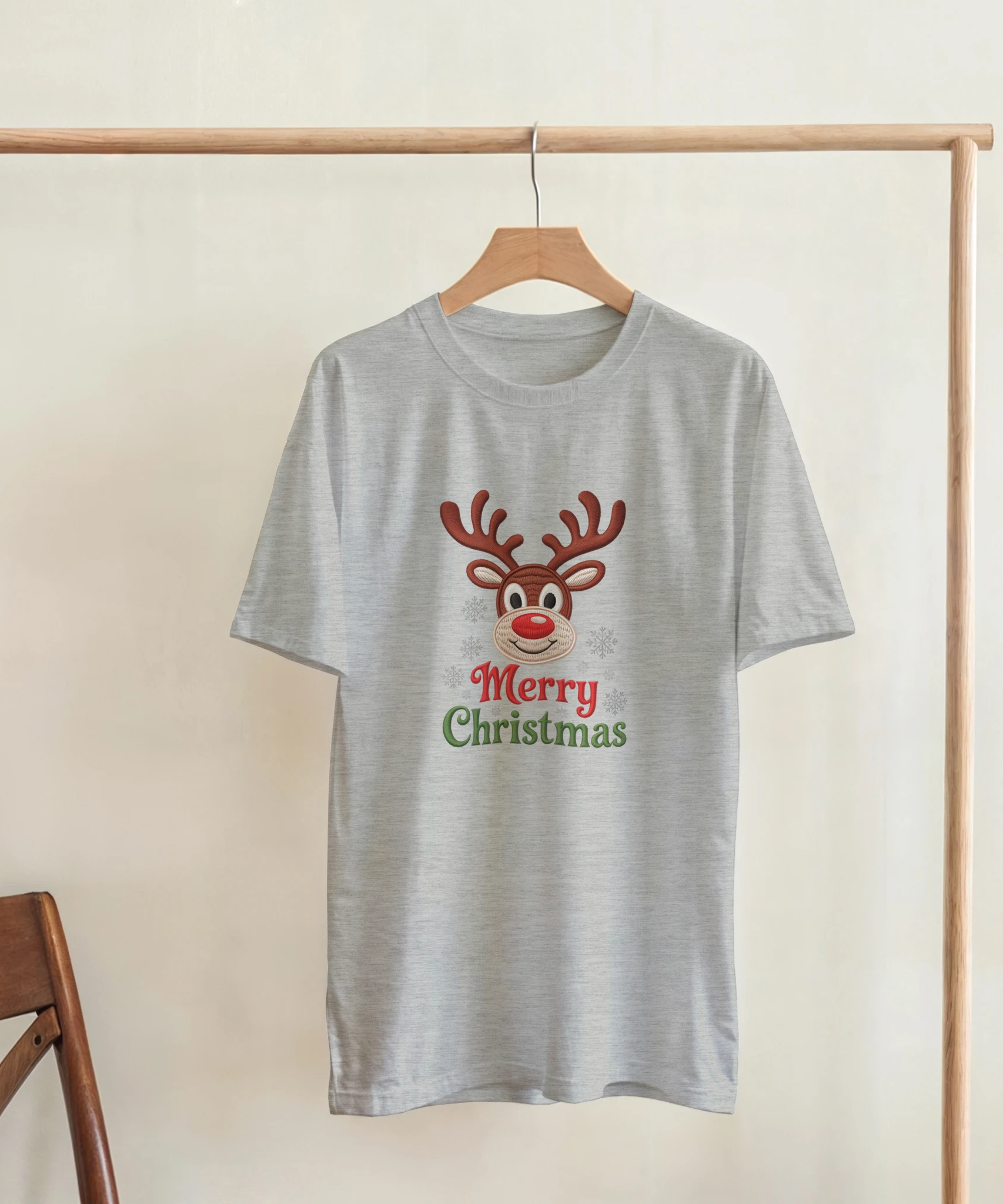 Festive Reindeer Merry Christmas Crewneck T-Shirt | Gallory Hive