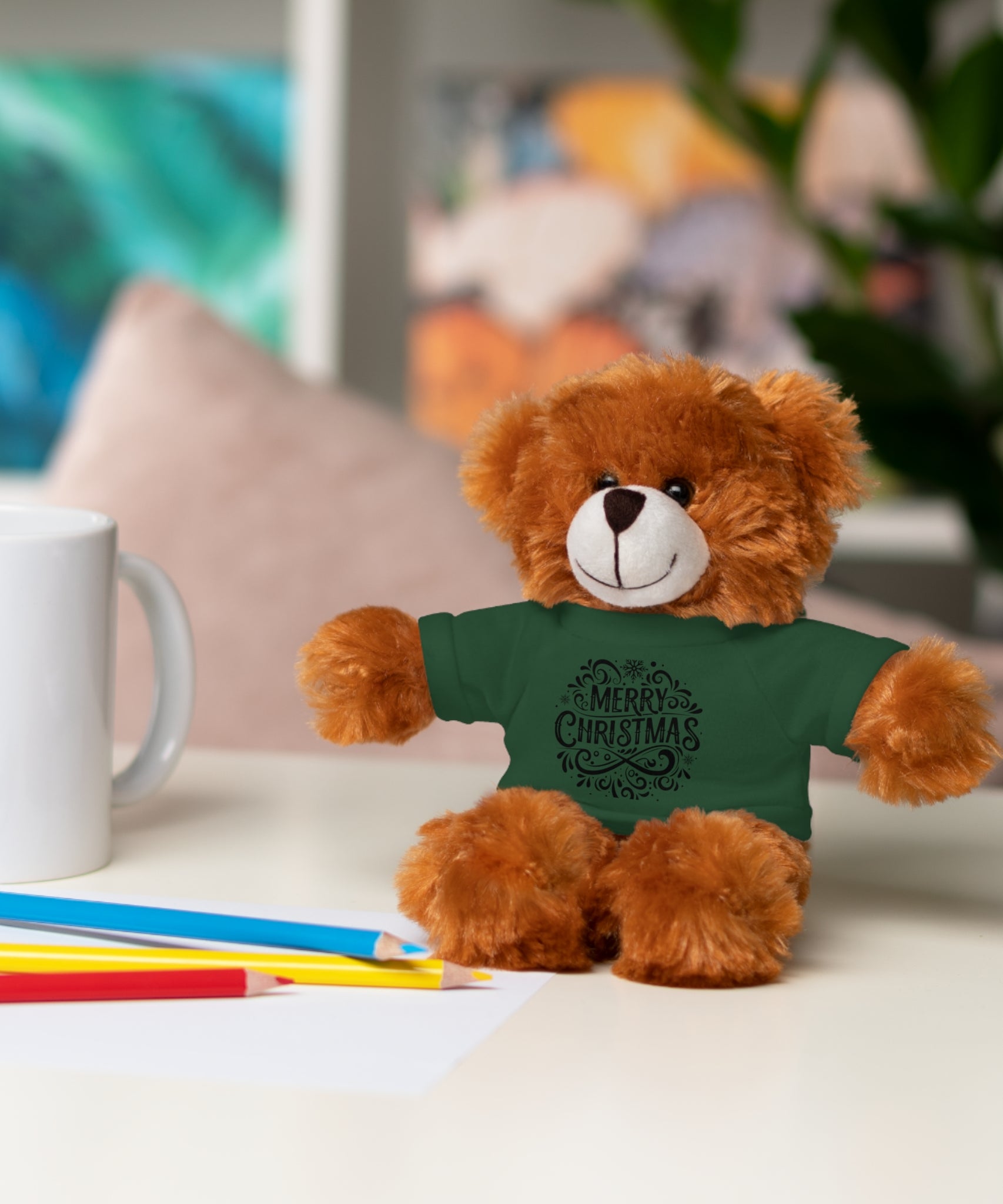 Festive Merry Christmas Stuffed Teddy Bear | Gallory Hive