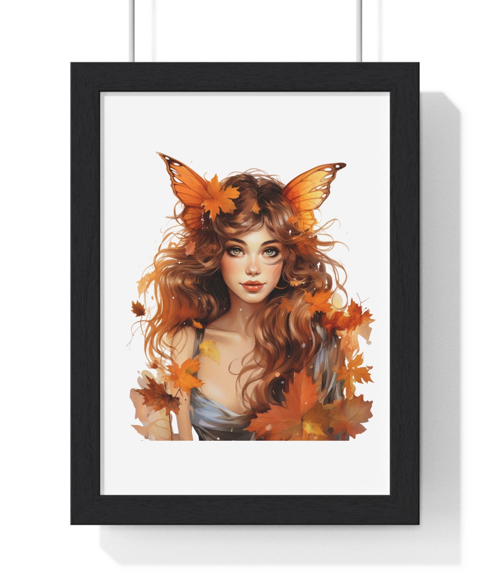 Autumn Fairy Wall Art – Butterfly Muse with Leaf Crown
