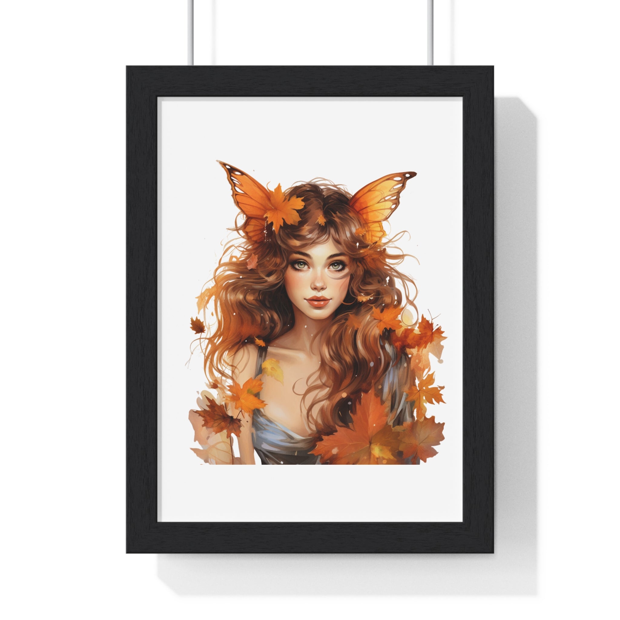 Autumn Fairy Wall Art – Butterfly Muse with Leaf Crown