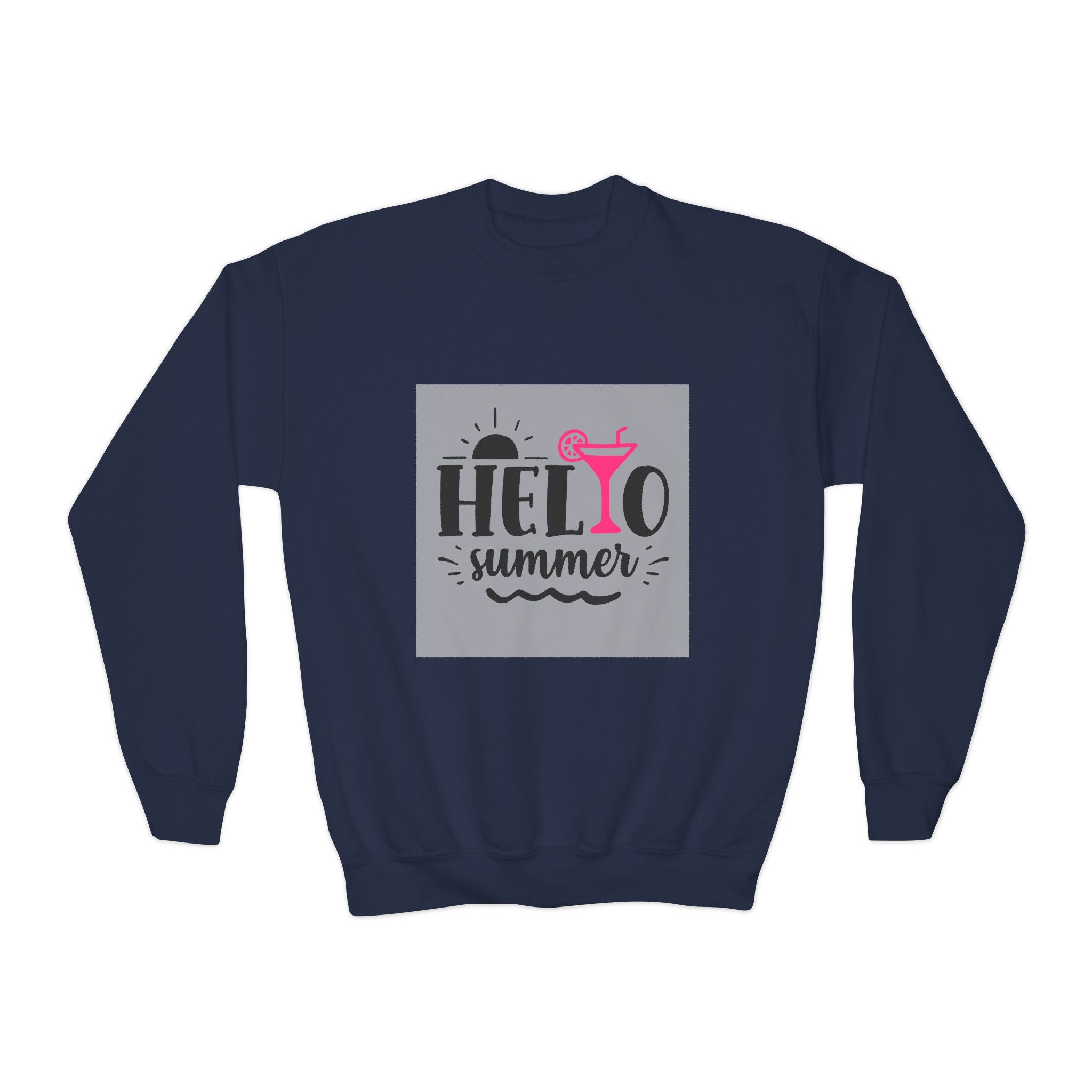 Hello Summer Youth Crewneck Sweatshirt - Fun Casual Wear for Kids - Gallory Hive