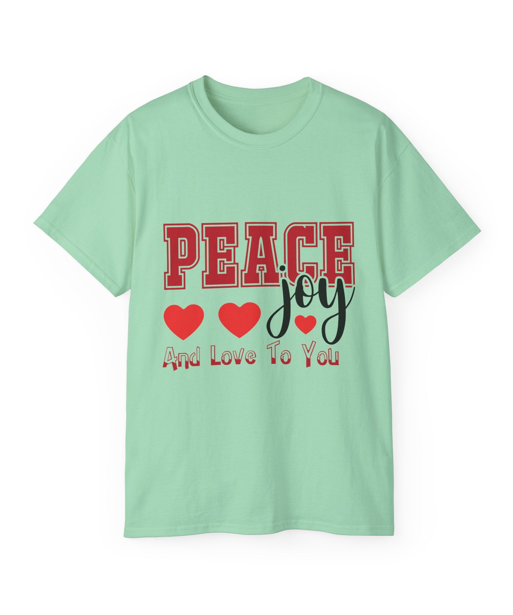 Peace, Joy & Love Retro Christmas T-Shirt | Gallory Hive