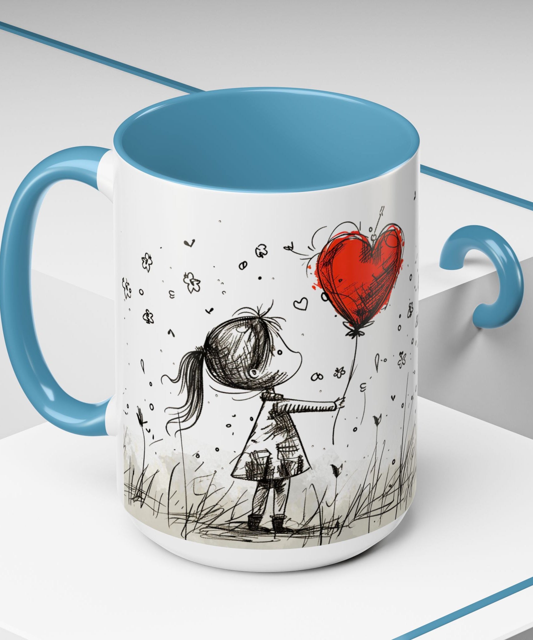 Love Heart Sketch Ceramic Coffee Mug | Gallory Hive