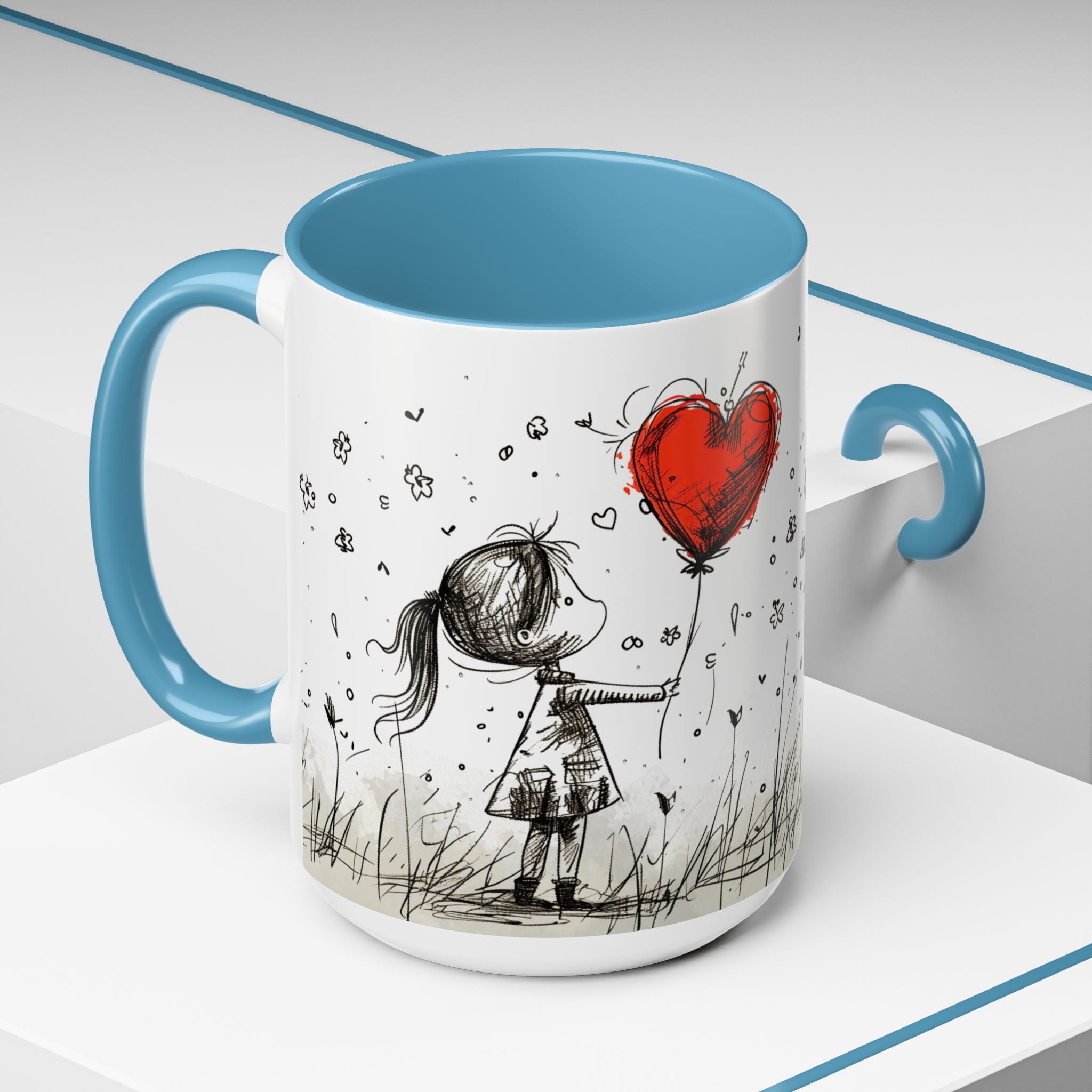 Love Heart Sketch Ceramic Coffee Mug | Gallory Hive