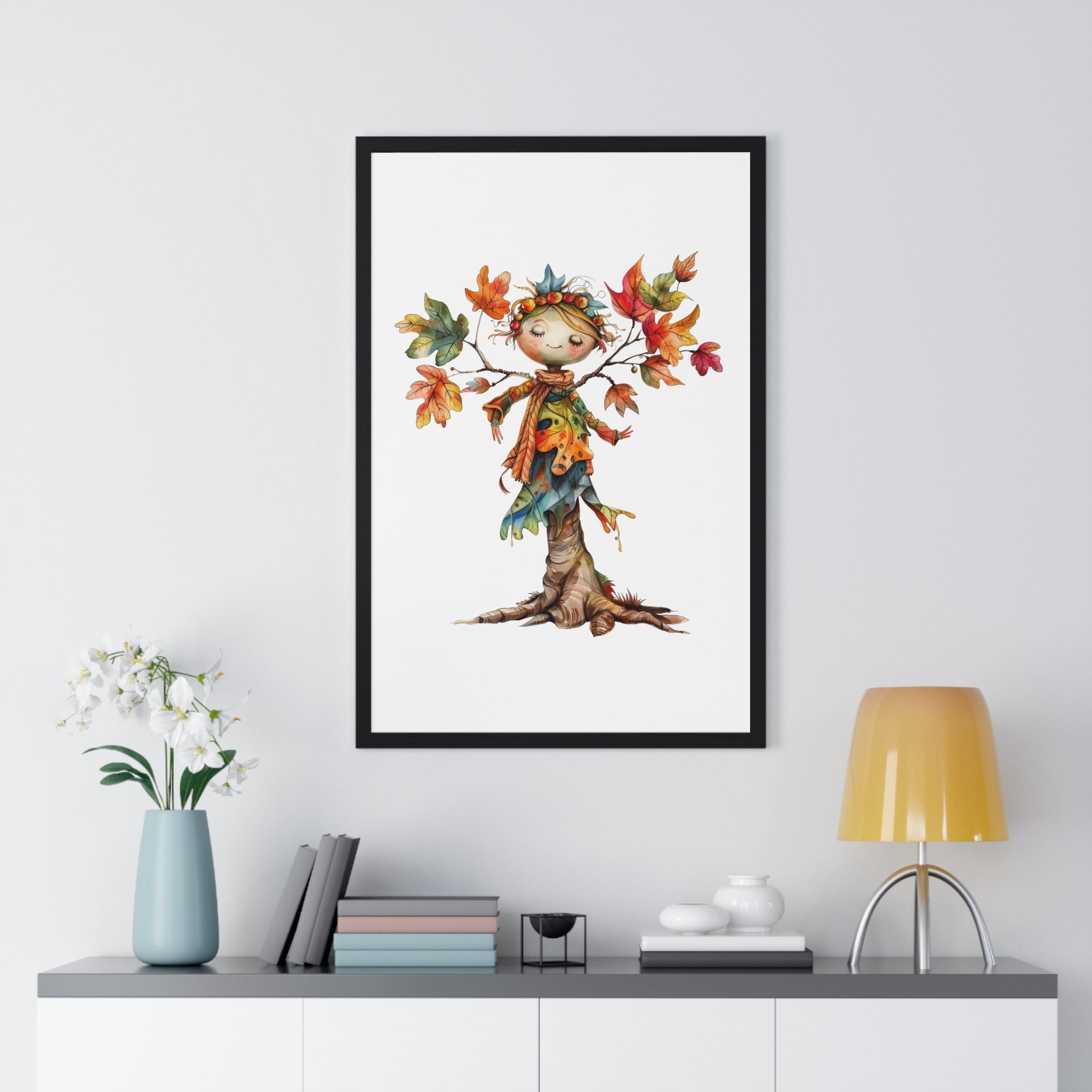 Dreamy Autumn Tree Spirit Wooden Framed Wall Art
