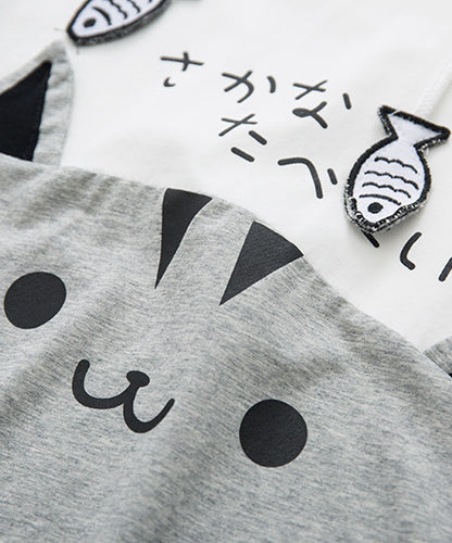 Small fresh everything Japanese little women's cute soft sister hoodie summer clothes new cat hooded short sleeve T-shirt 62