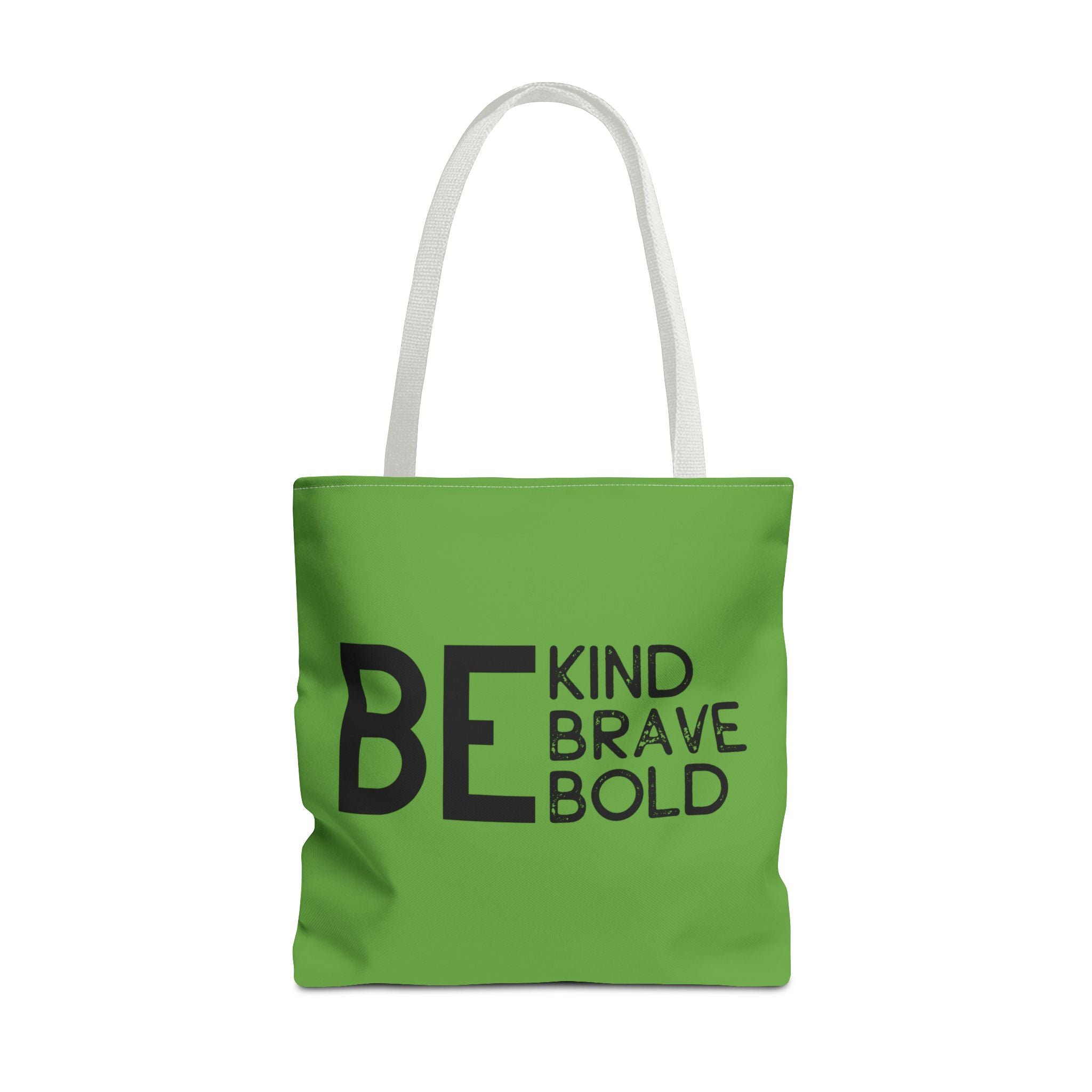 Inspirational Tote Bag - Be Kind Brave Bold - Eco-Friendly Carryall - Green