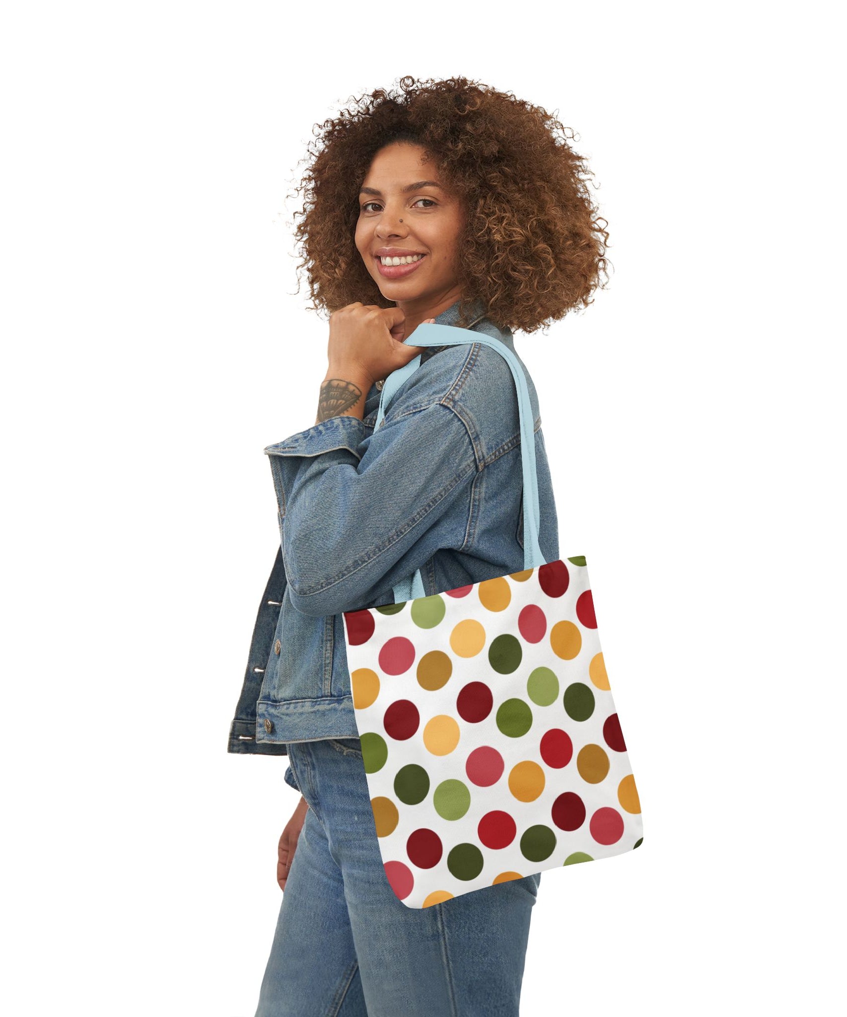 Colorful Polka Dot Canvas Tote Bag