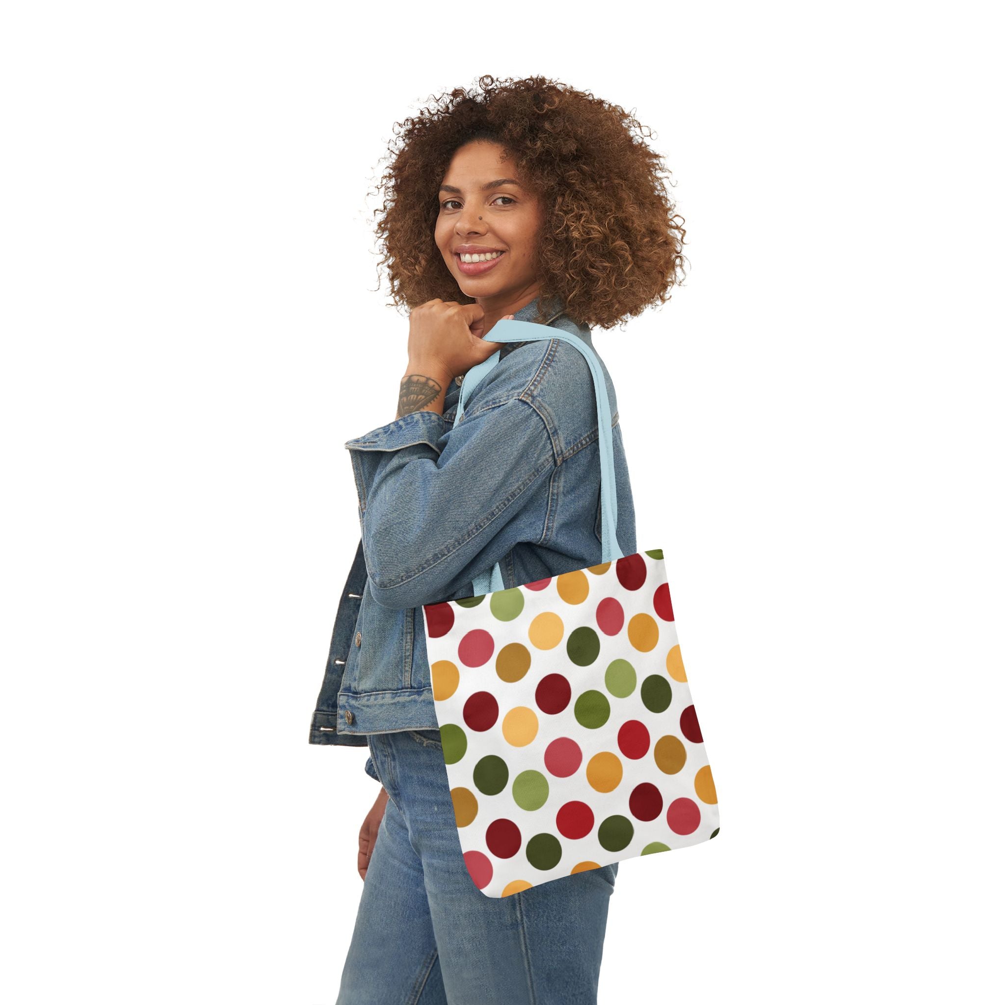 Colorful Polka Dot Canvas Tote Bag