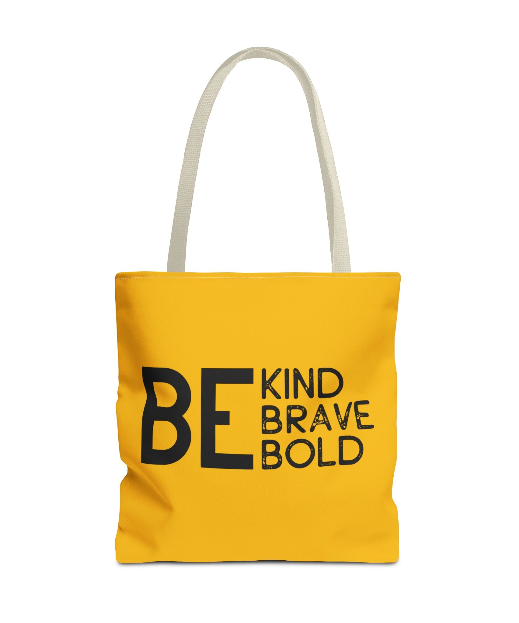 Inspirational Tote Bag - Be Kind Brave Bold - Eco-Friendly Carryall - Yellow