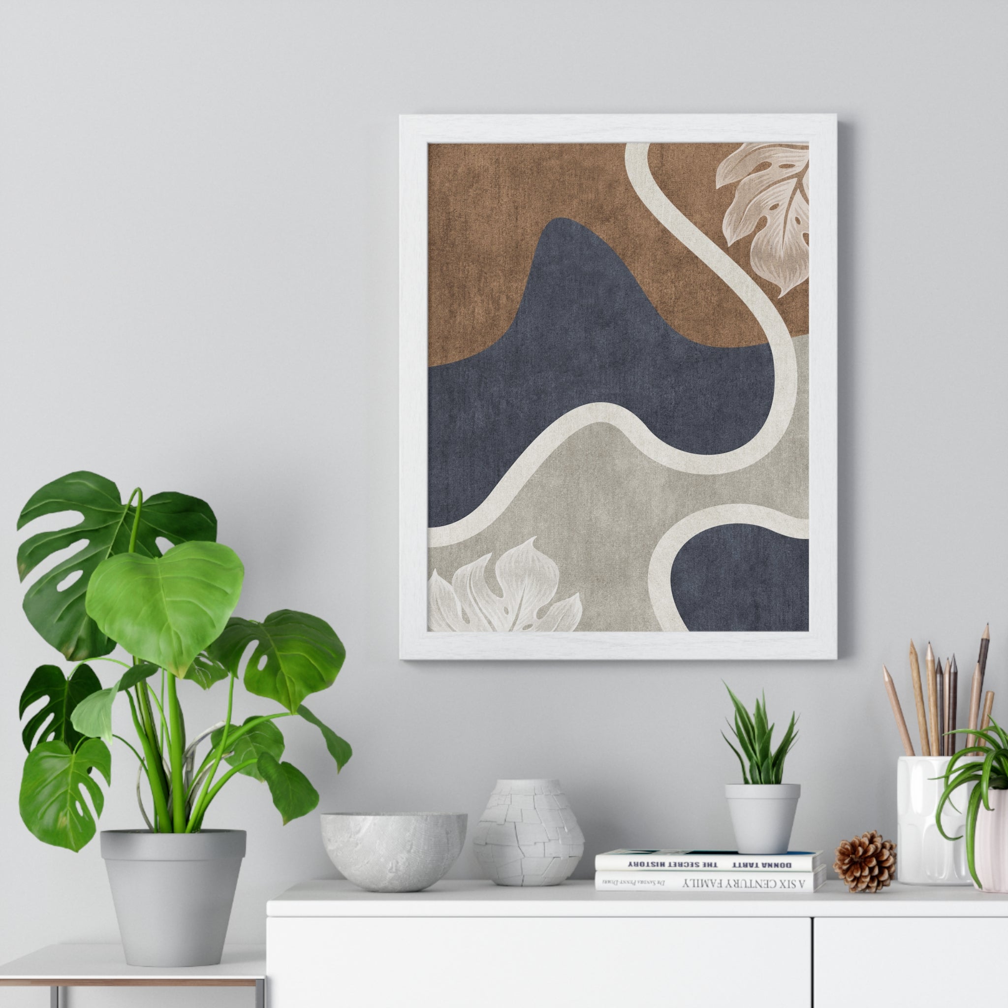 Leaf Geometric Background Premium Wood Framed Poster