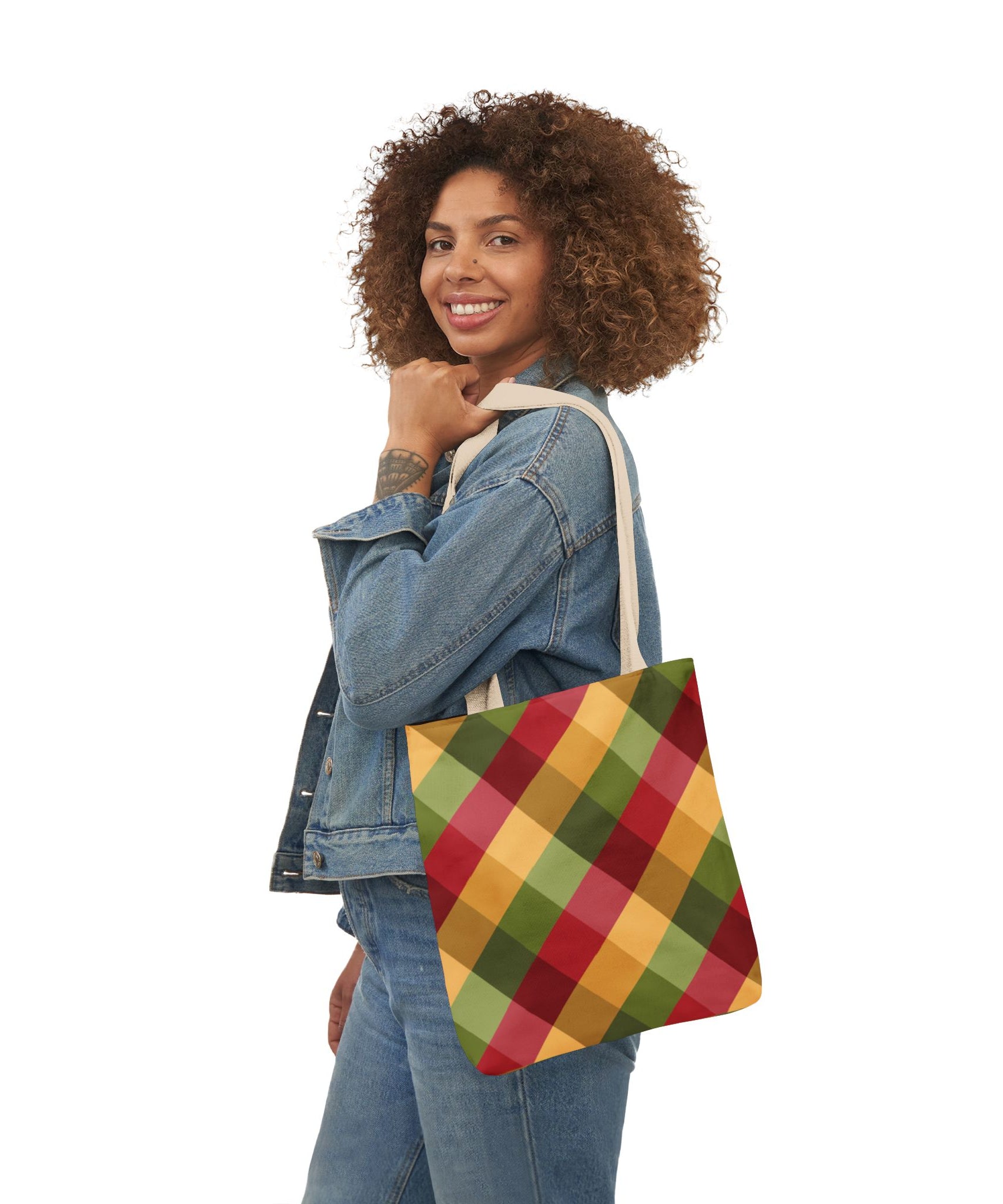 Vibrant Geometric Angle Design Canvas Tote