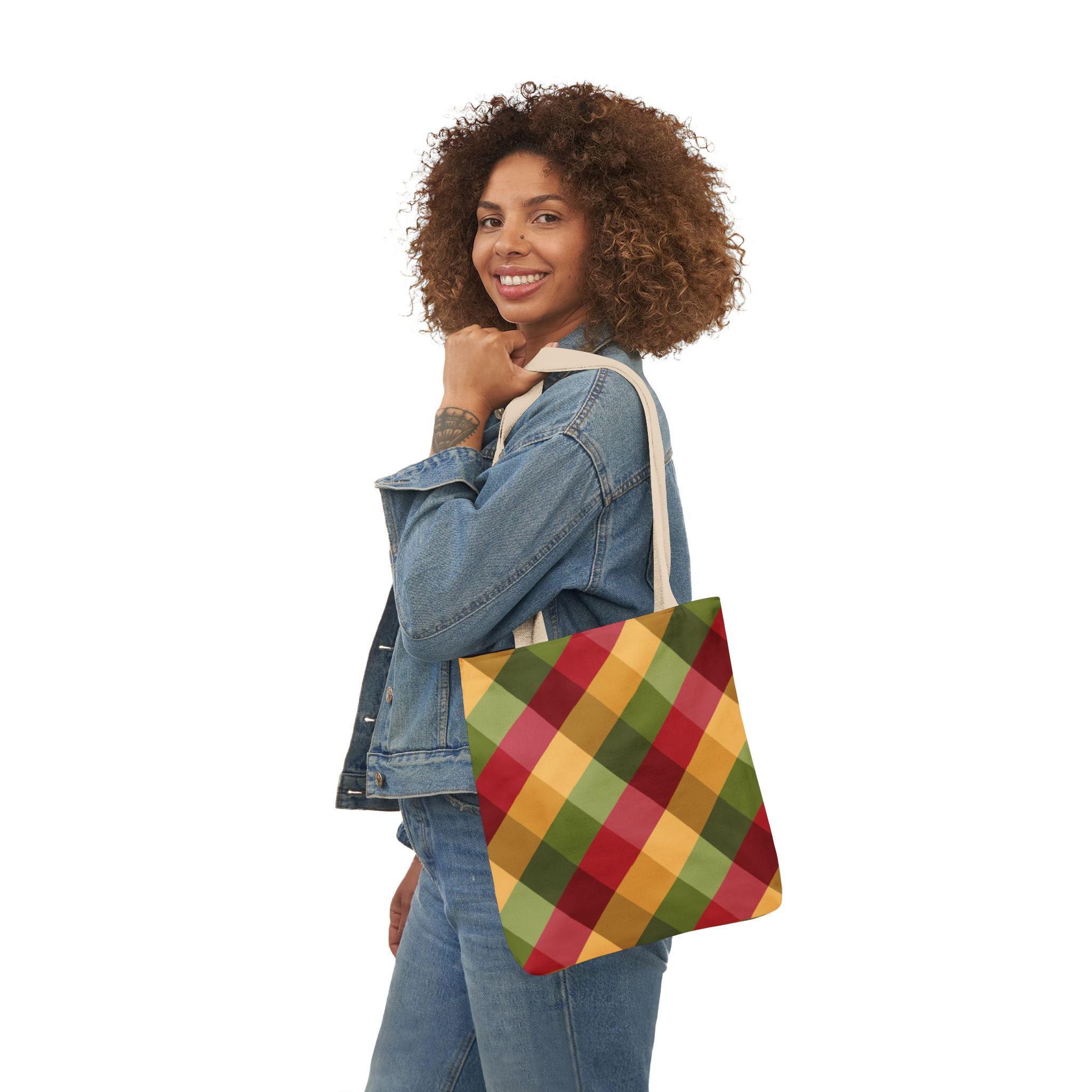 Vibrant Geometric Angle Design Canvas Tote