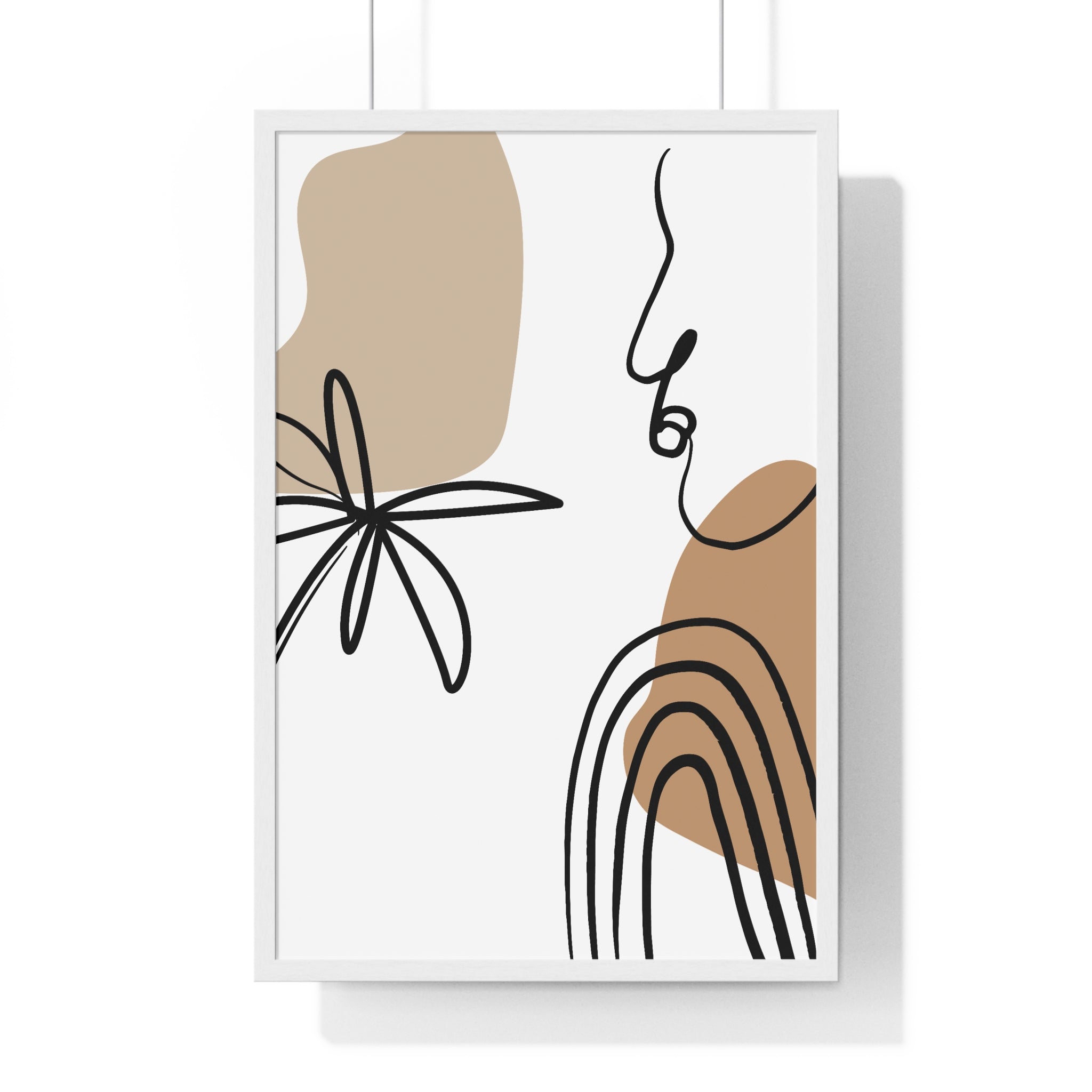 Abstract Face & Floral Art – Wooden Framed Poster