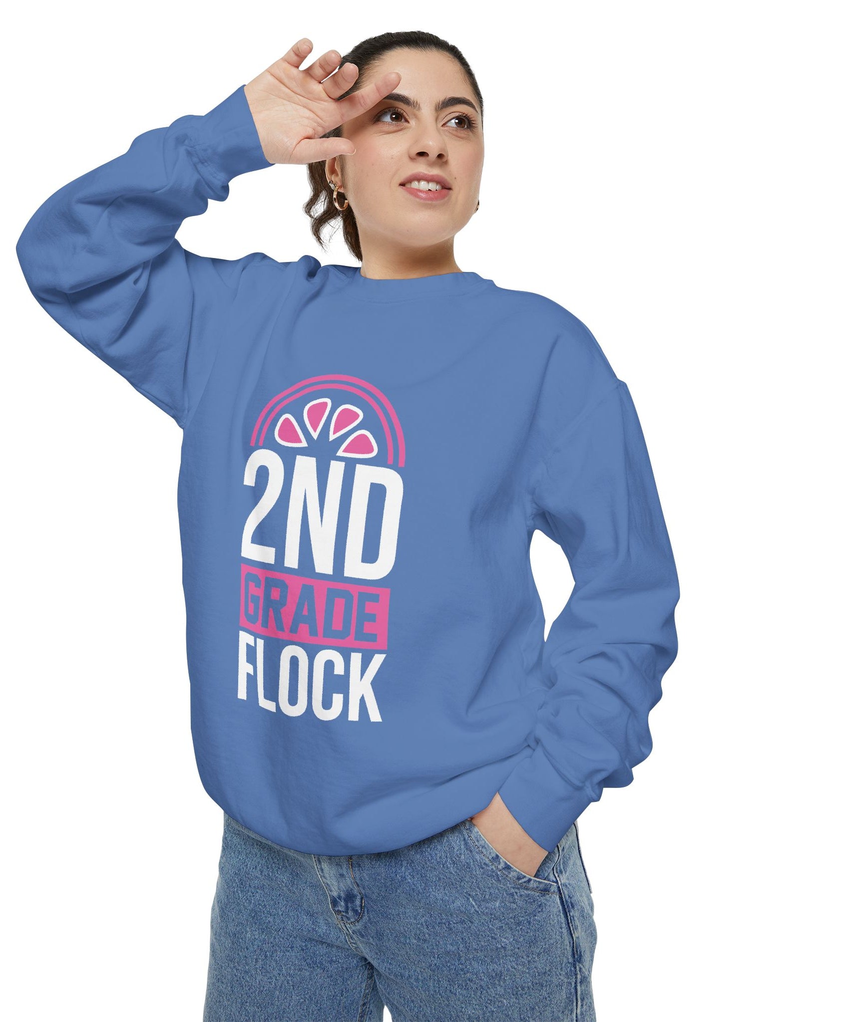 Unisex 2nd Grade Flock Sweatshirt | Perfect for Teachers, Back to School, Classroom, Gift for Kids, Cozy Style