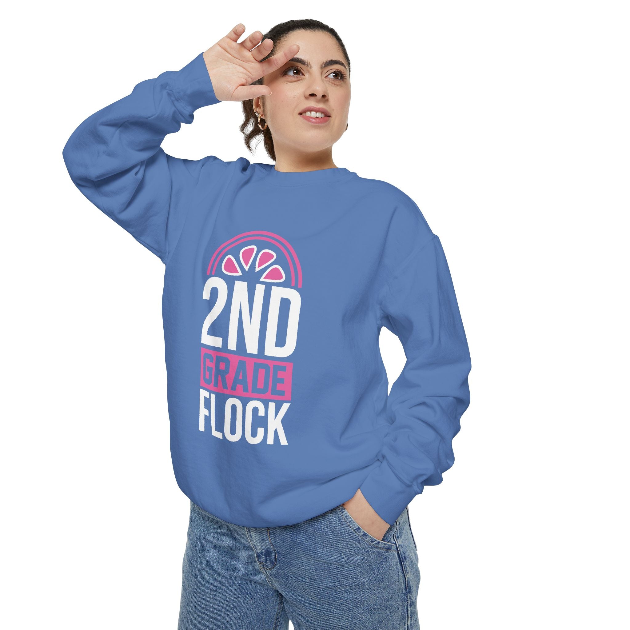 Unisex 2nd Grade Flock Sweatshirt | Perfect for Teachers, Back to School, Classroom, Gift for Kids, Cozy Style