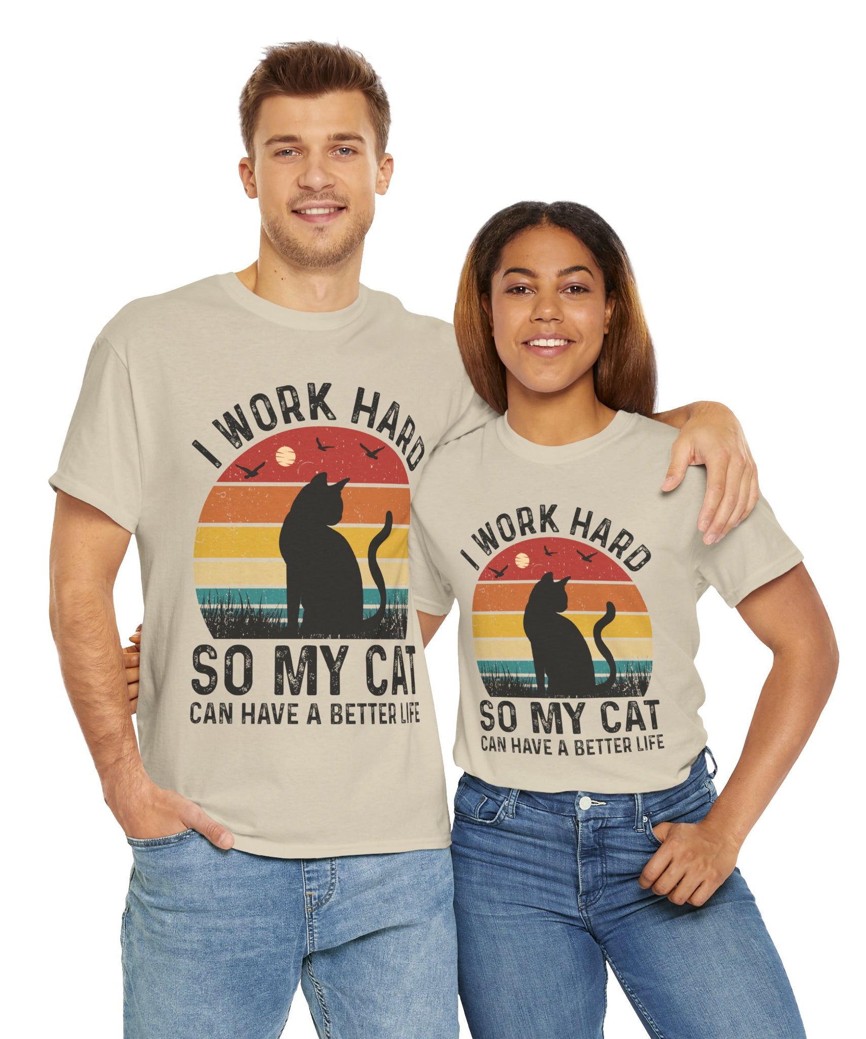 Retro Cat Lover Tee - Work Hard for My Pet