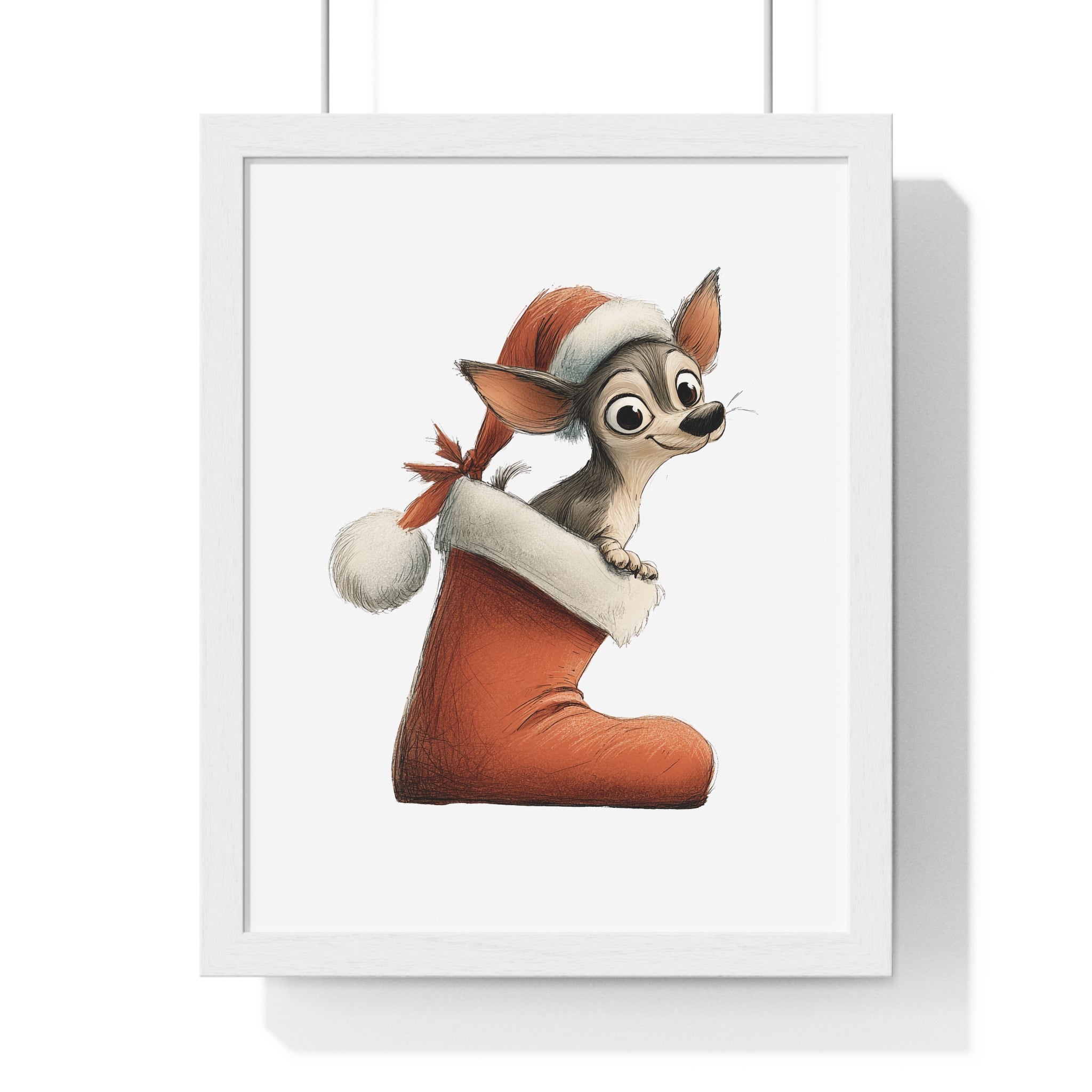 Festive Chihuahua in Christmas Stocking – Wooden Wall Frame Home Decor - Gallory Hive