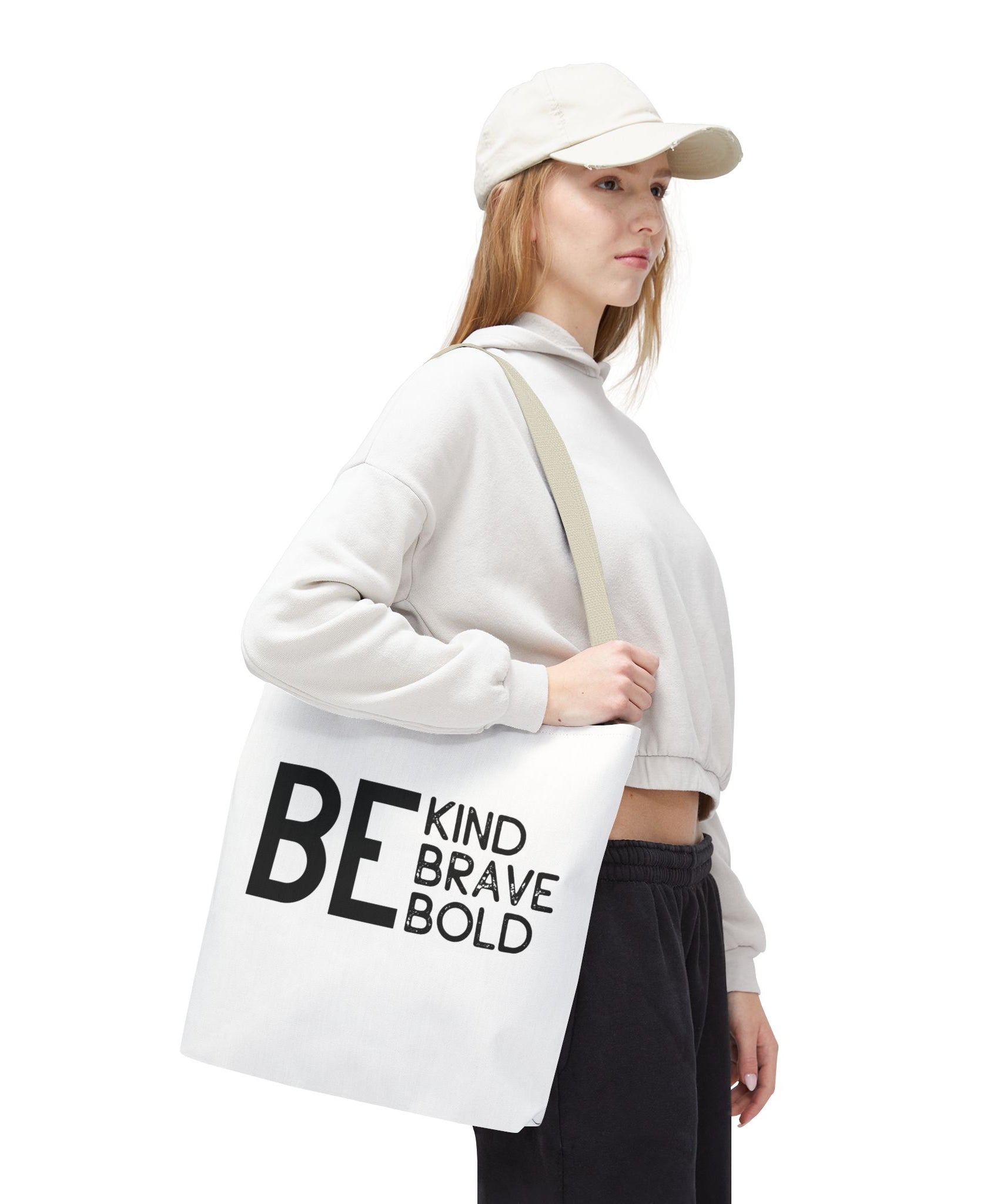 Inspirational Tote Bag - Be Kind Brave Bold - Eco-Friendly Carryall