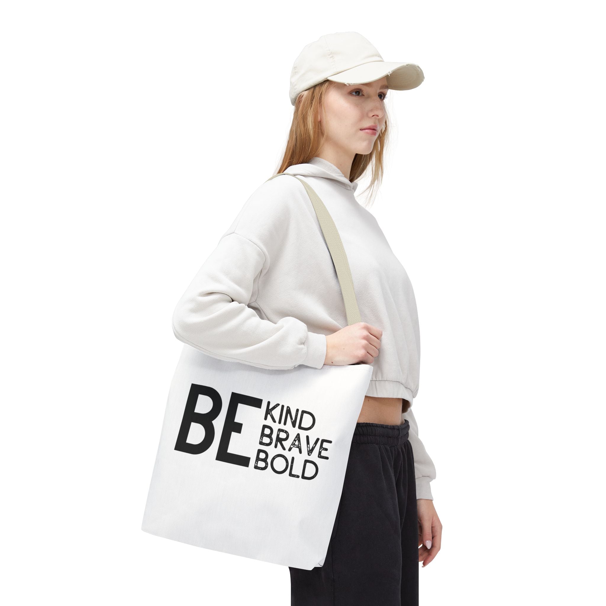 Inspirational Tote Bag - Be Kind Brave Bold - Eco-Friendly Carryall
