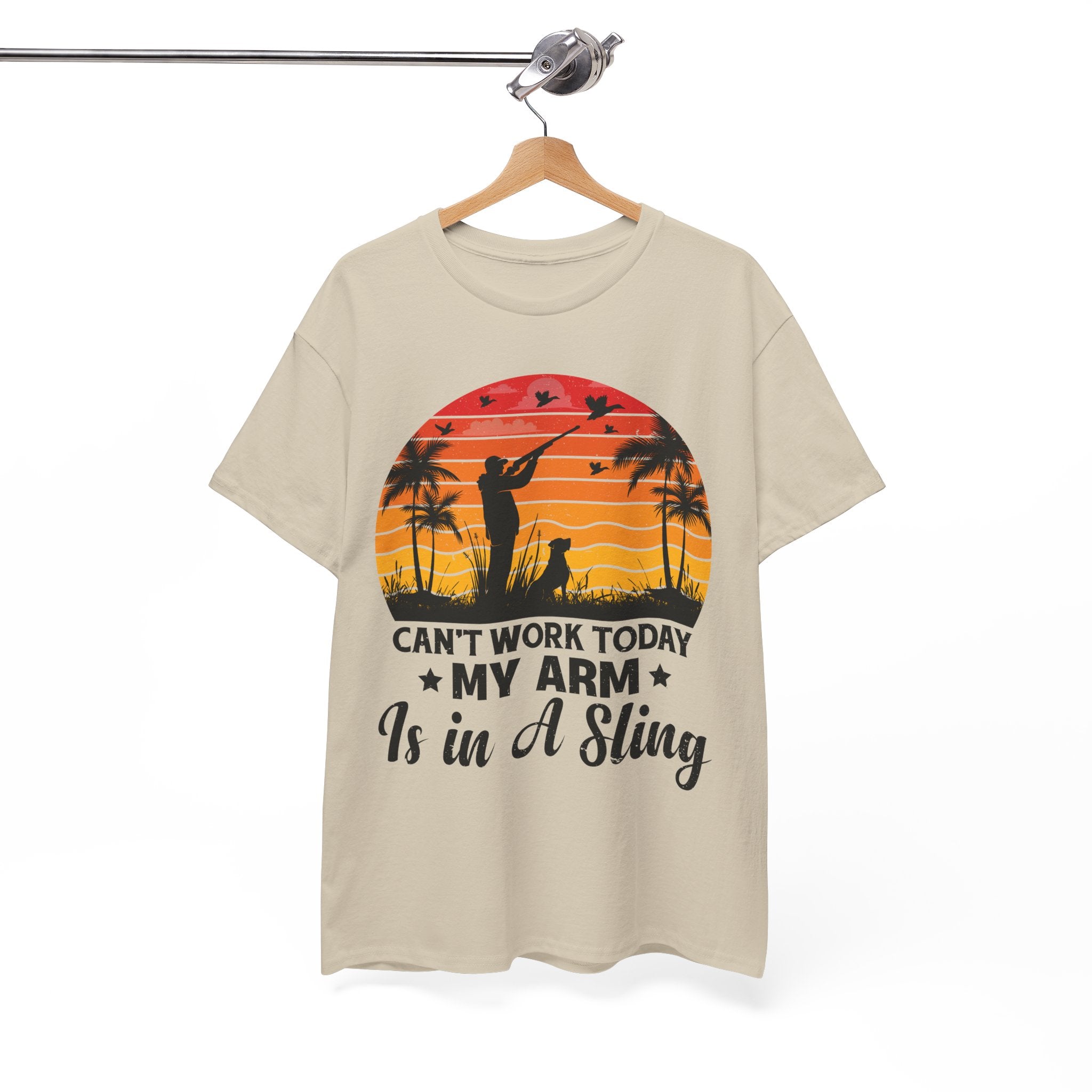 Hunter & Dog Tee – Retro Sunset Scene