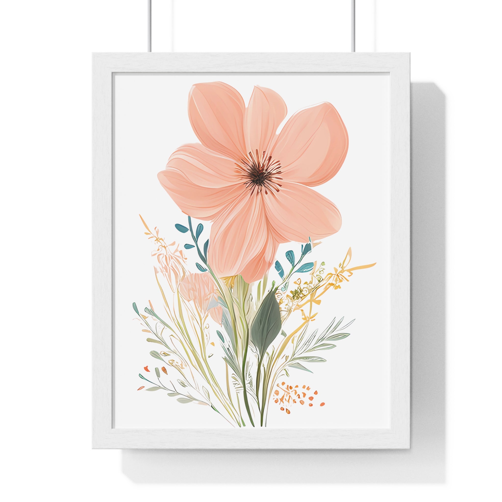 Floral Wall Art Print, Vertical Framed Poster, Home Decor, Botanical Art, Gift for Her, Modern Aesthetic, Living Room Decoration - Gallory Hive