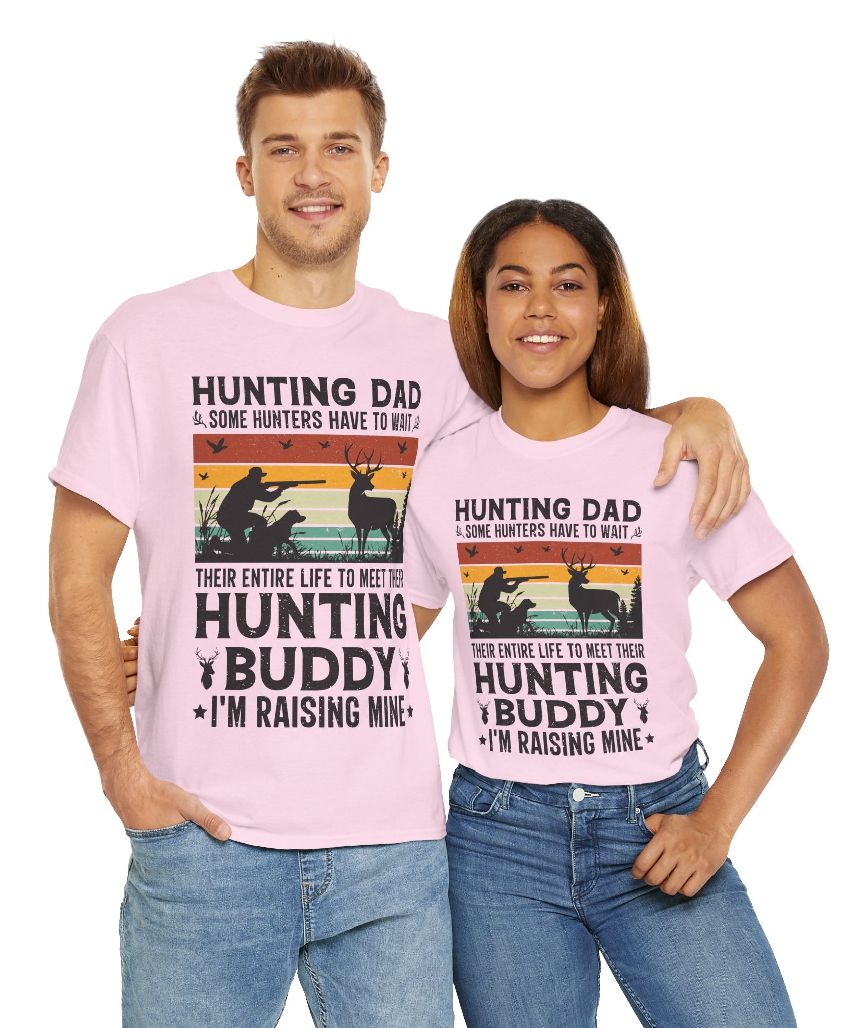 Retro Hunter Tee – Dog, Deer & Rifle Scene