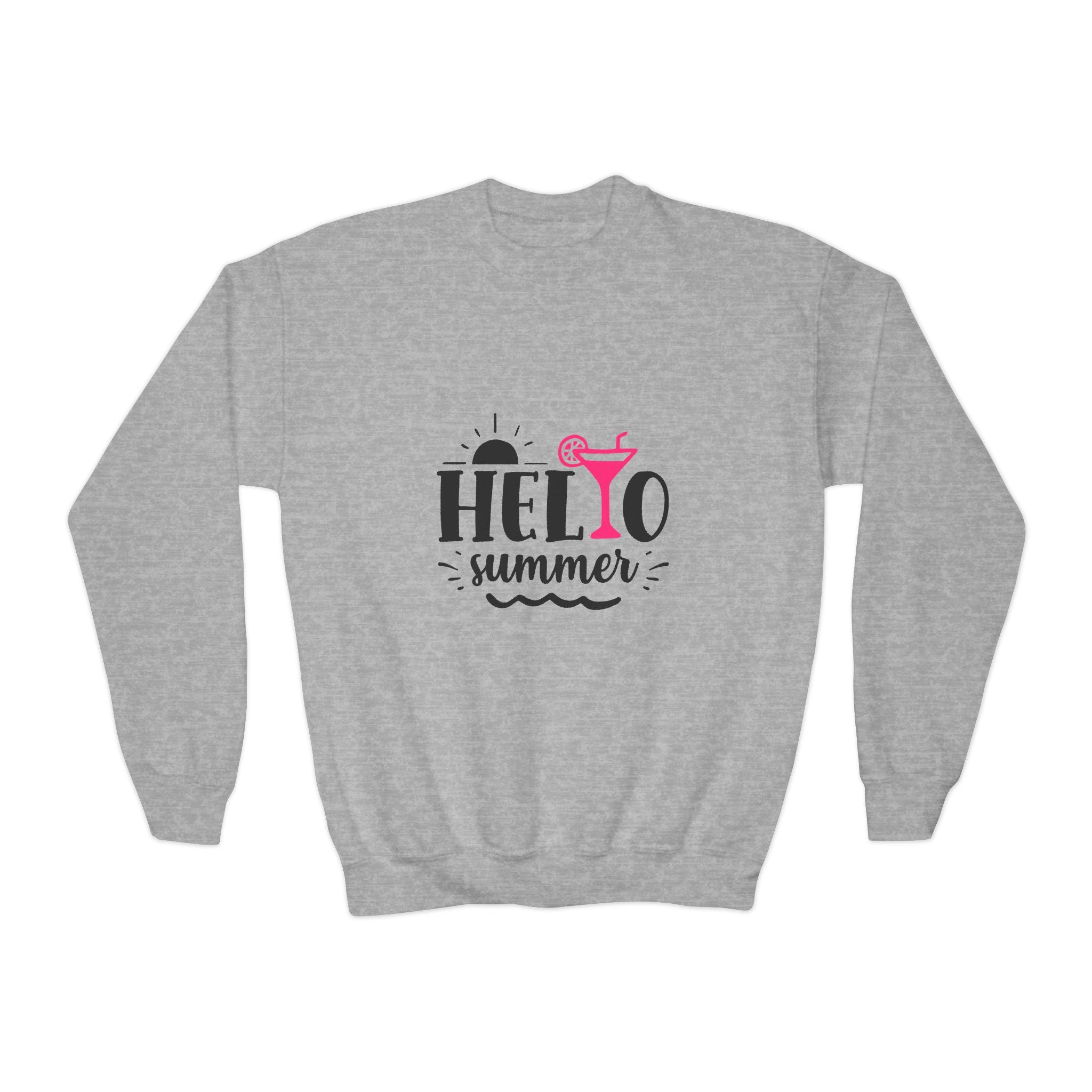 Hello Summer Youth Crewneck Sweatshirt - Fun Casual Wear for Kids - Gallory Hive