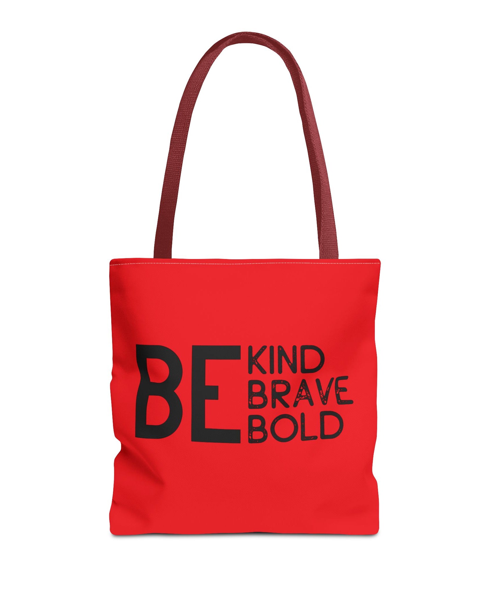 Inspirational Tote Bag - Be Kind Brave Bold - Eco-Friendly Carryall - Red