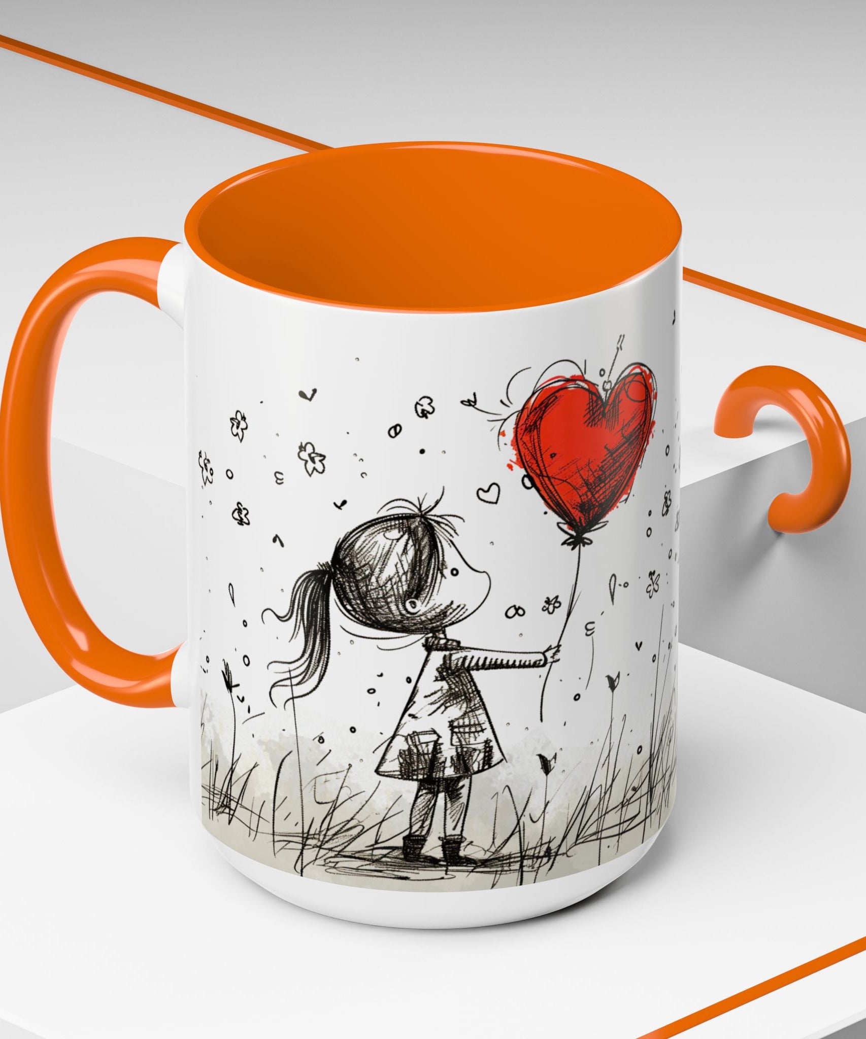 Love Heart Sketch Ceramic Coffee Mug | Gallory Hive