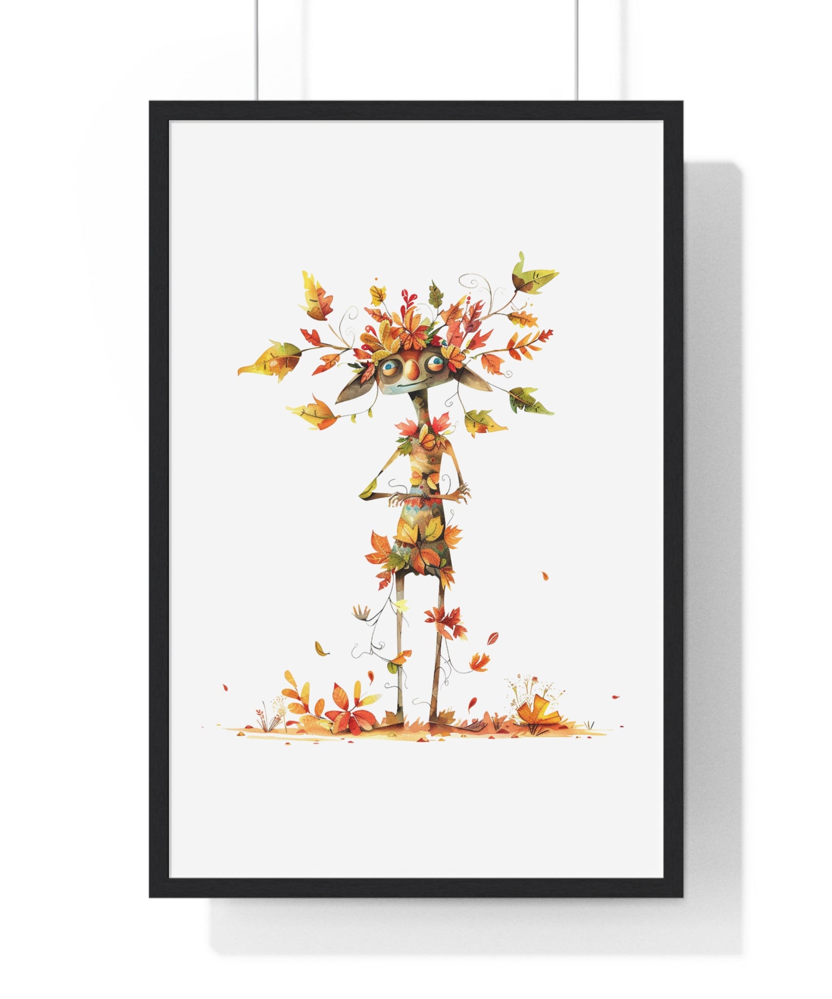 Playful Autumn Elf Wooden Framed Wall Art