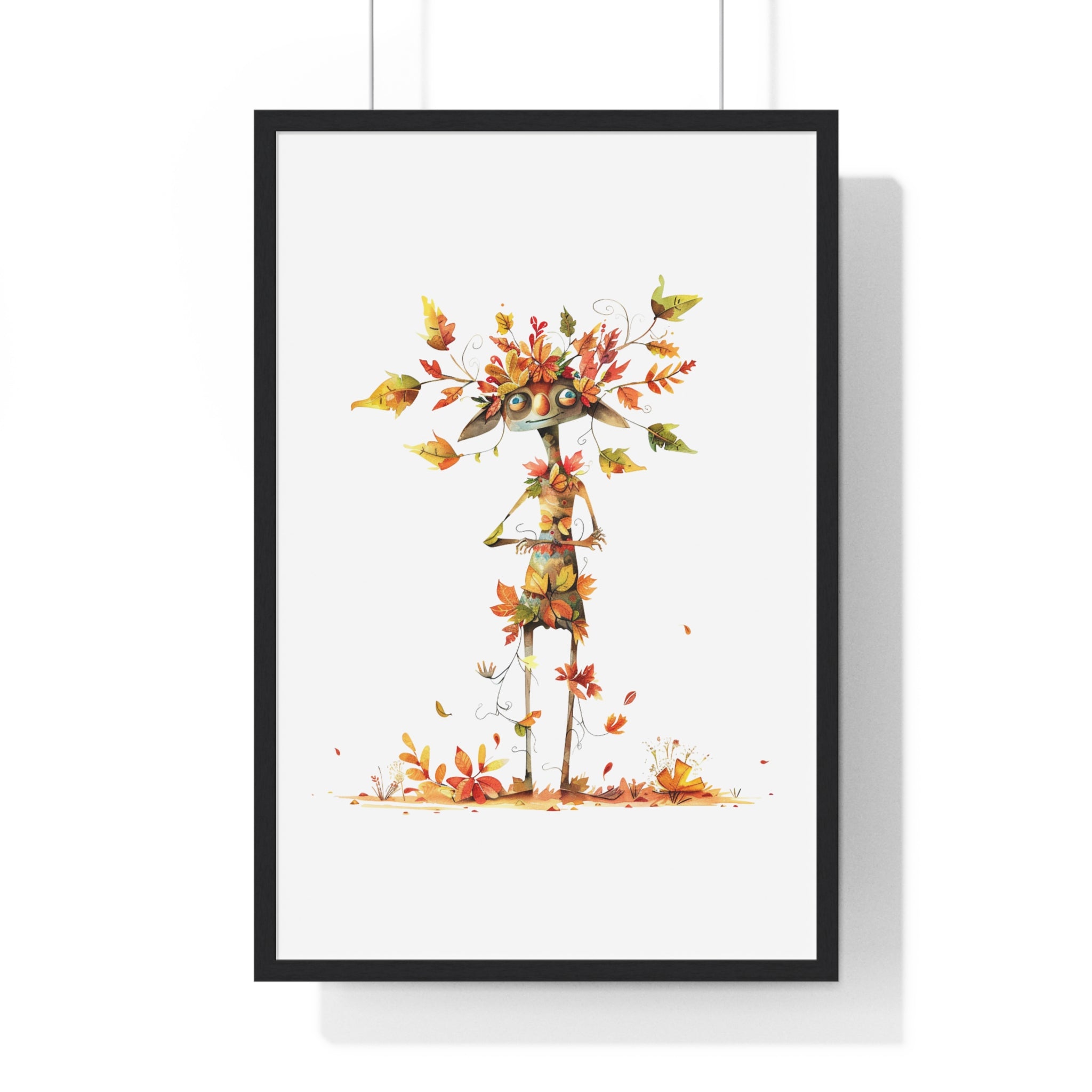 Playful Autumn Elf Wooden Framed Wall Art