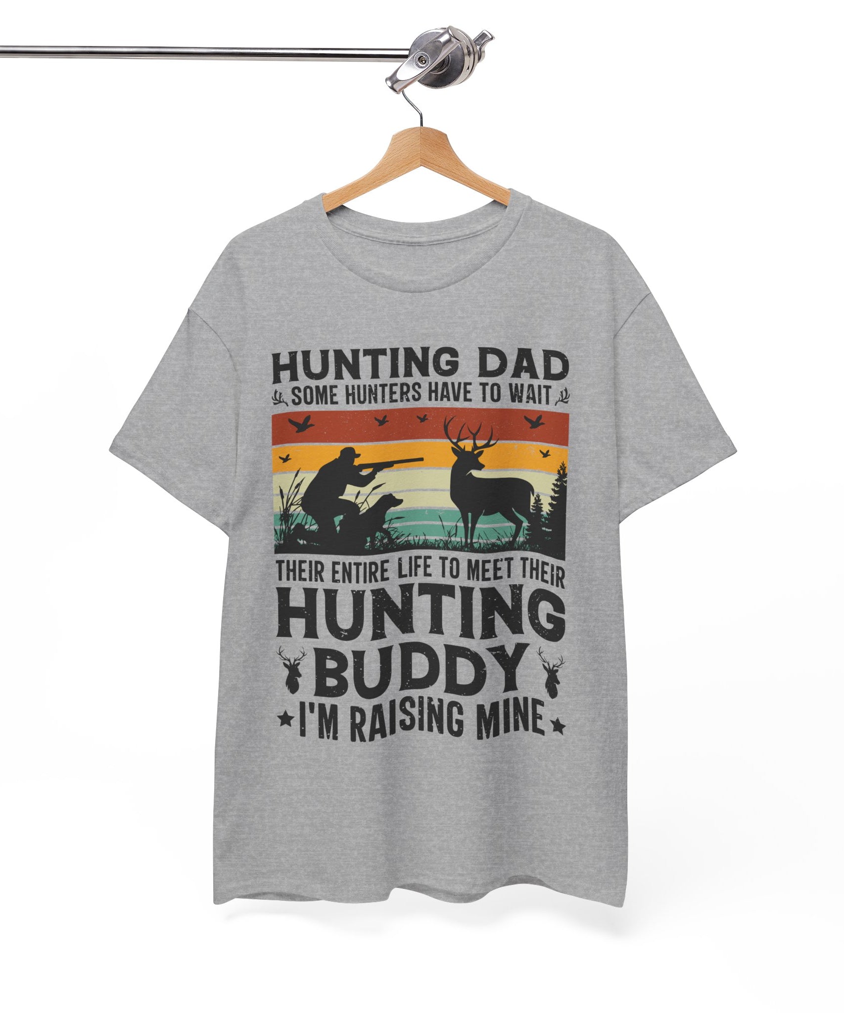 Retro Hunter Tee – Dog, Deer & Rifle Scene | Gallory Hive
